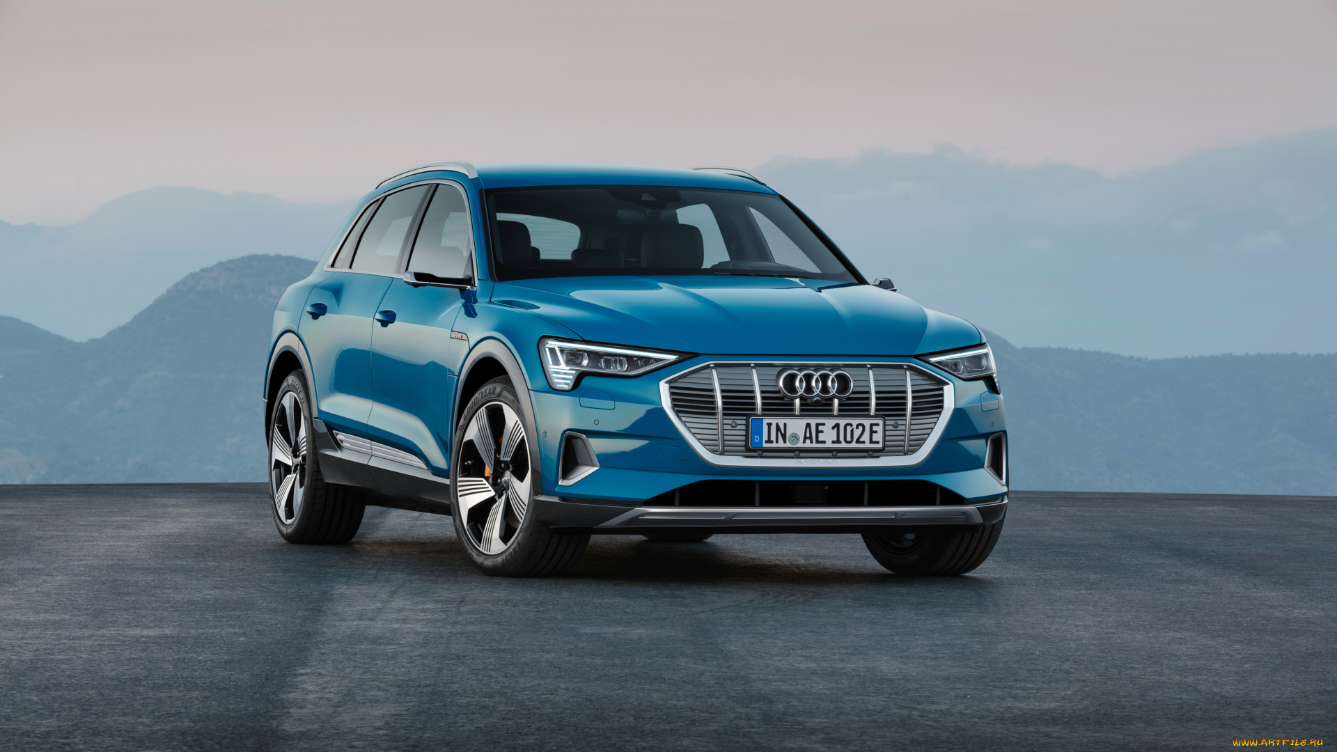 audi, e-tron, автомобили, audi, голубой, площадка, горы