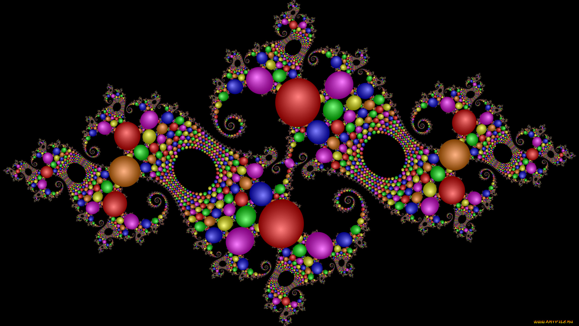 3д, графика, fractal, фракталы, цвета, шары, узор, фон