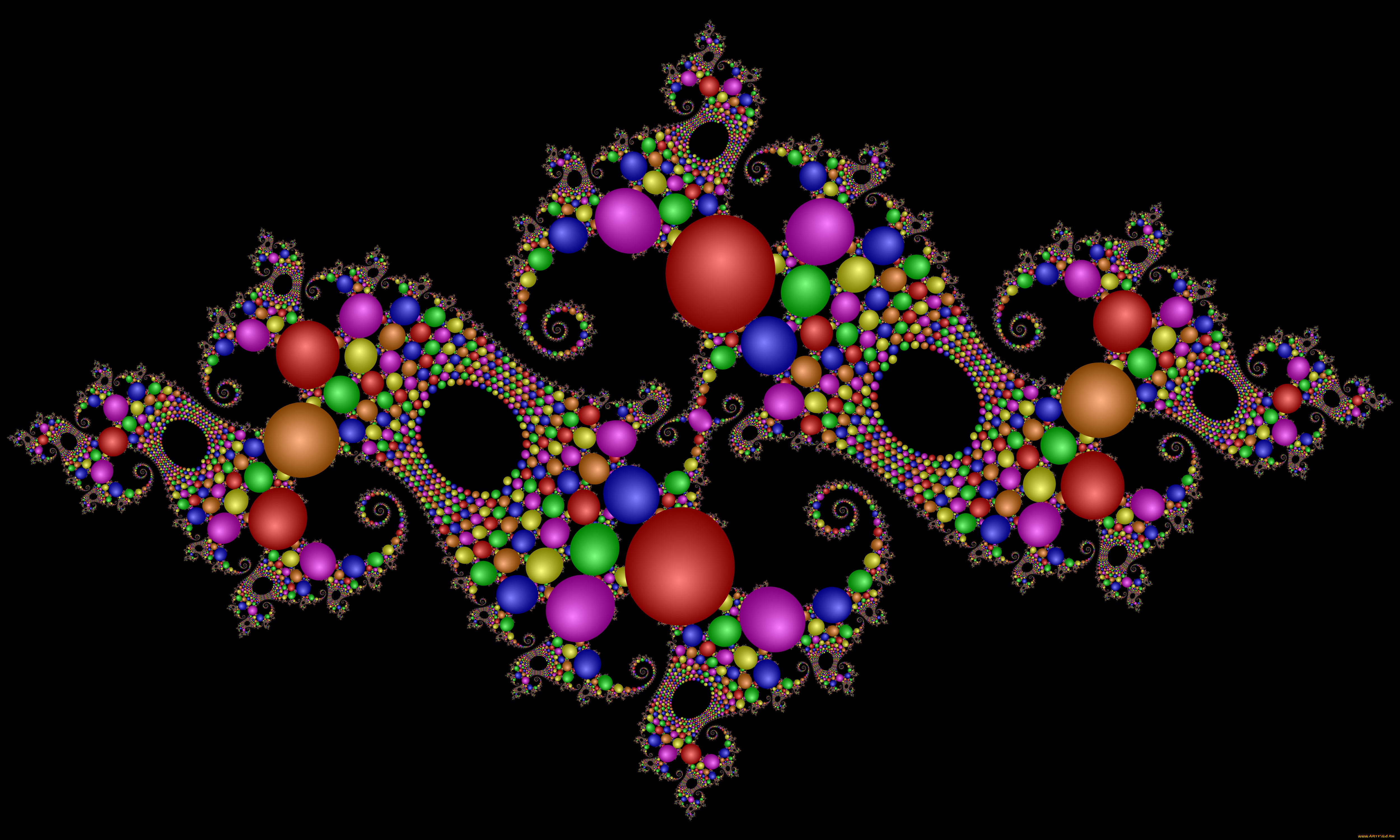 3д, графика, fractal, фракталы, цвета, шары, узор, фон