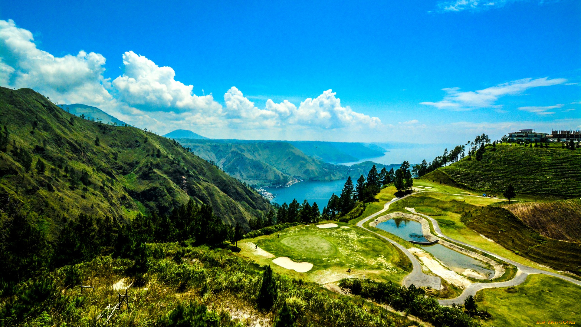 природа, пейзажи, индонезия, lake, toba, sumatra, горы, озера, панорама