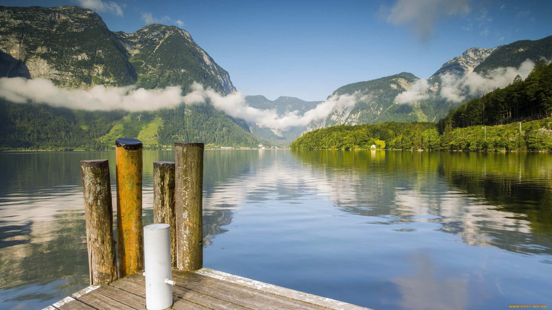 природа, реки, озера, lake, hallstatt, облака, озеро, австрия, альпы, alps, austria, гальштатское, winkl, вода, пристань, горы