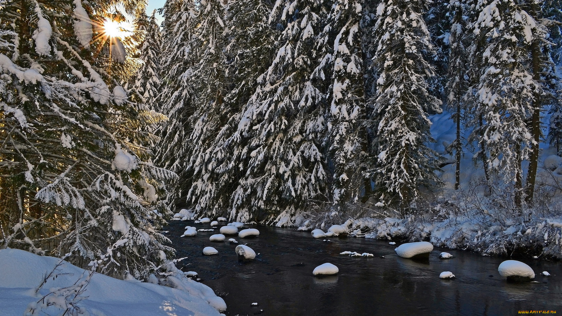 природа, реки, озера, река, деревья, зима