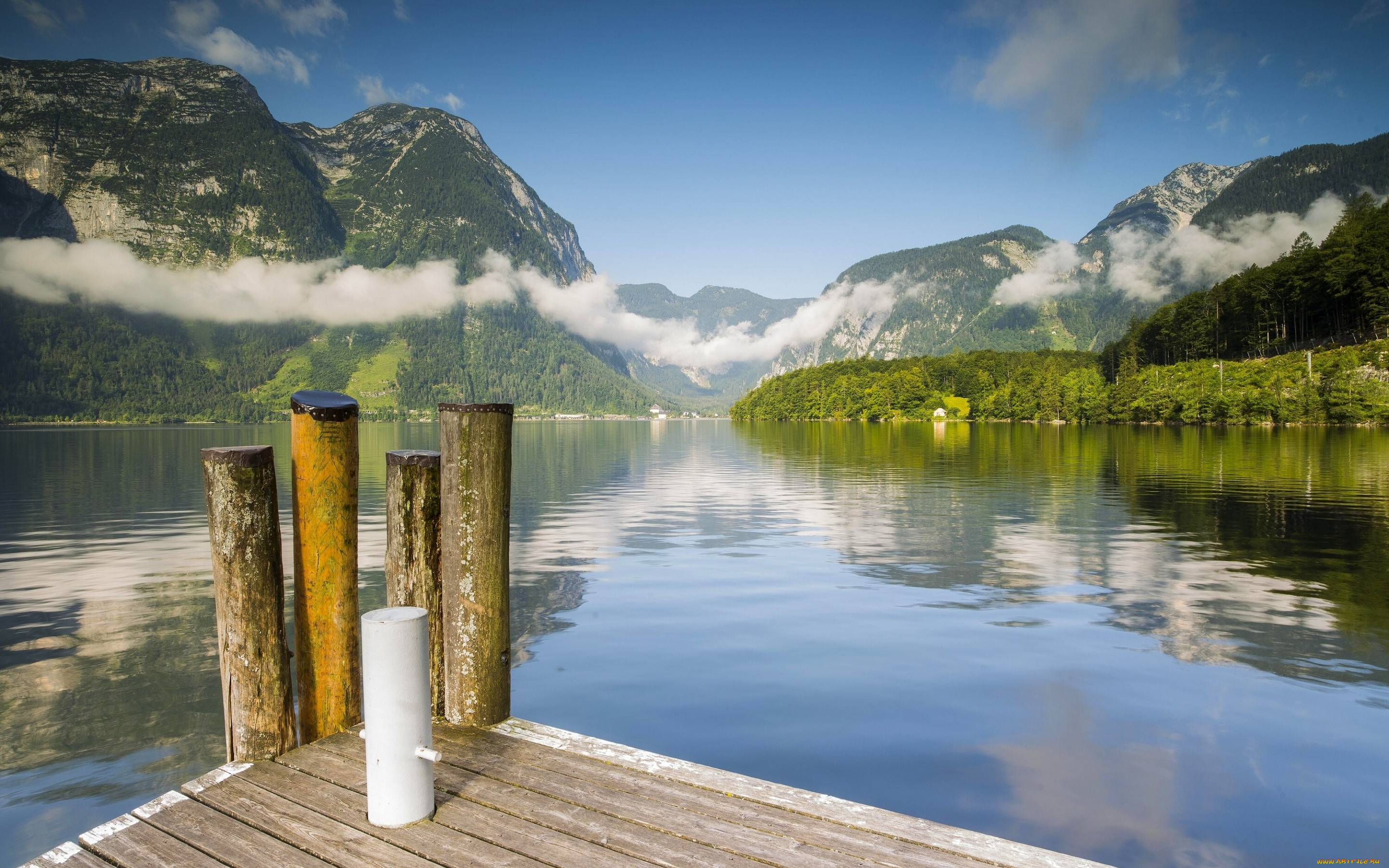 природа, реки, озера, lake, hallstatt, облака, озеро, австрия, альпы, alps, austria, гальштатское, winkl, вода, пристань, горы