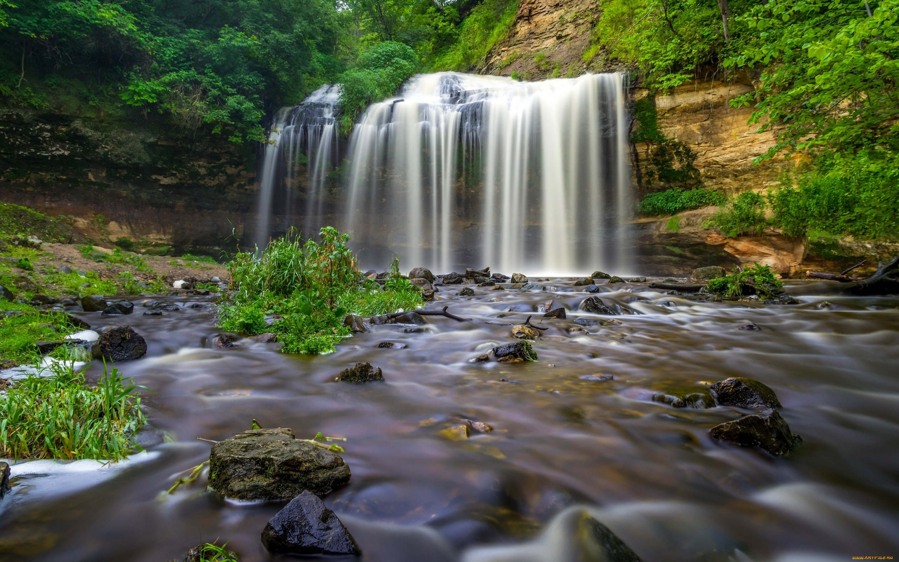 природа, водопады, оцеола, osceola, creek, wisconsin, cascade, falls, ручей, каскад, водопад, висконсин