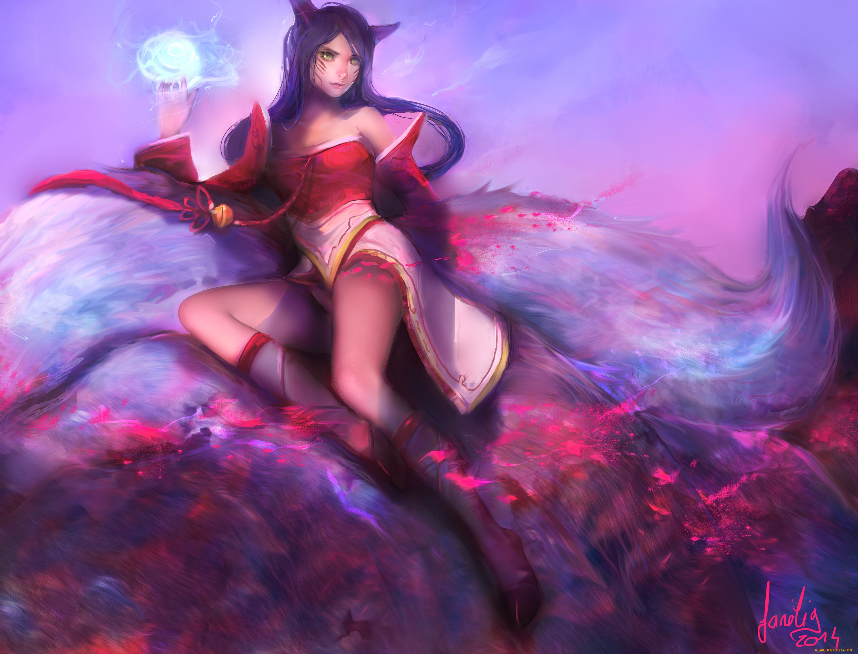 видео, игры, league, of, legends, fanelia-art, ahri, league, of, legends