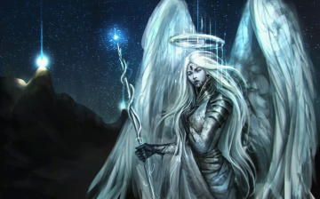 Картинка фэнтези ангелы naznemati angel ангел девушка посох ночь гора свет