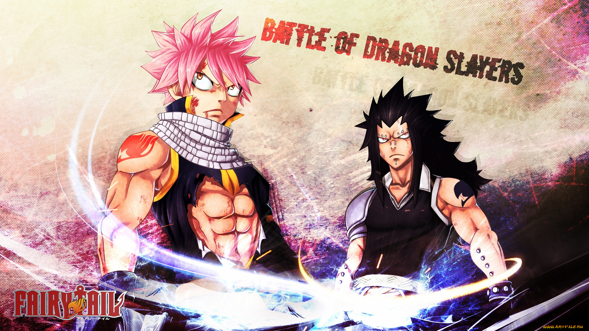 аниме, fairy, tail, slayers, dragneel, gajeel, чародей, волшебник, natsu, salamander, дракон, огонь, маг, dragon