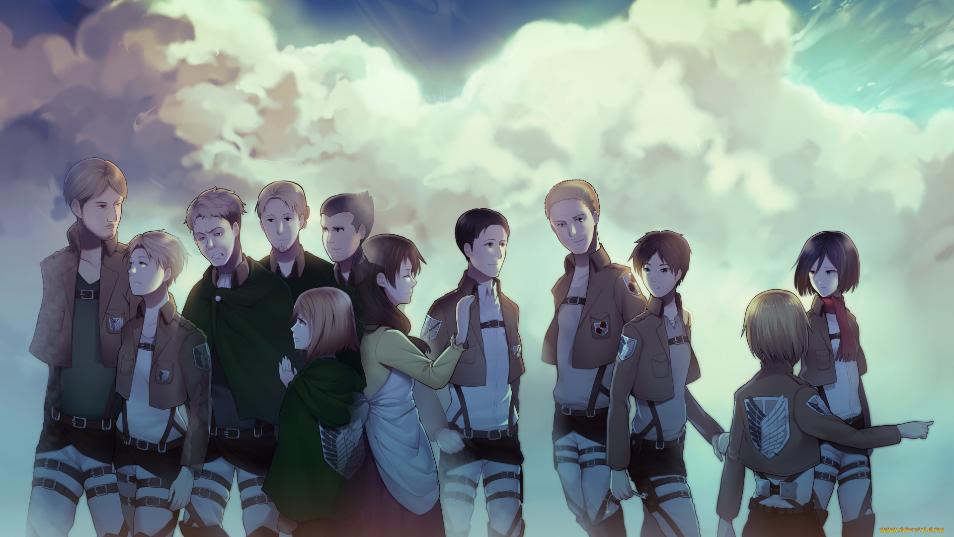 аниме, shingeki, no, kyojin, атака, титанов