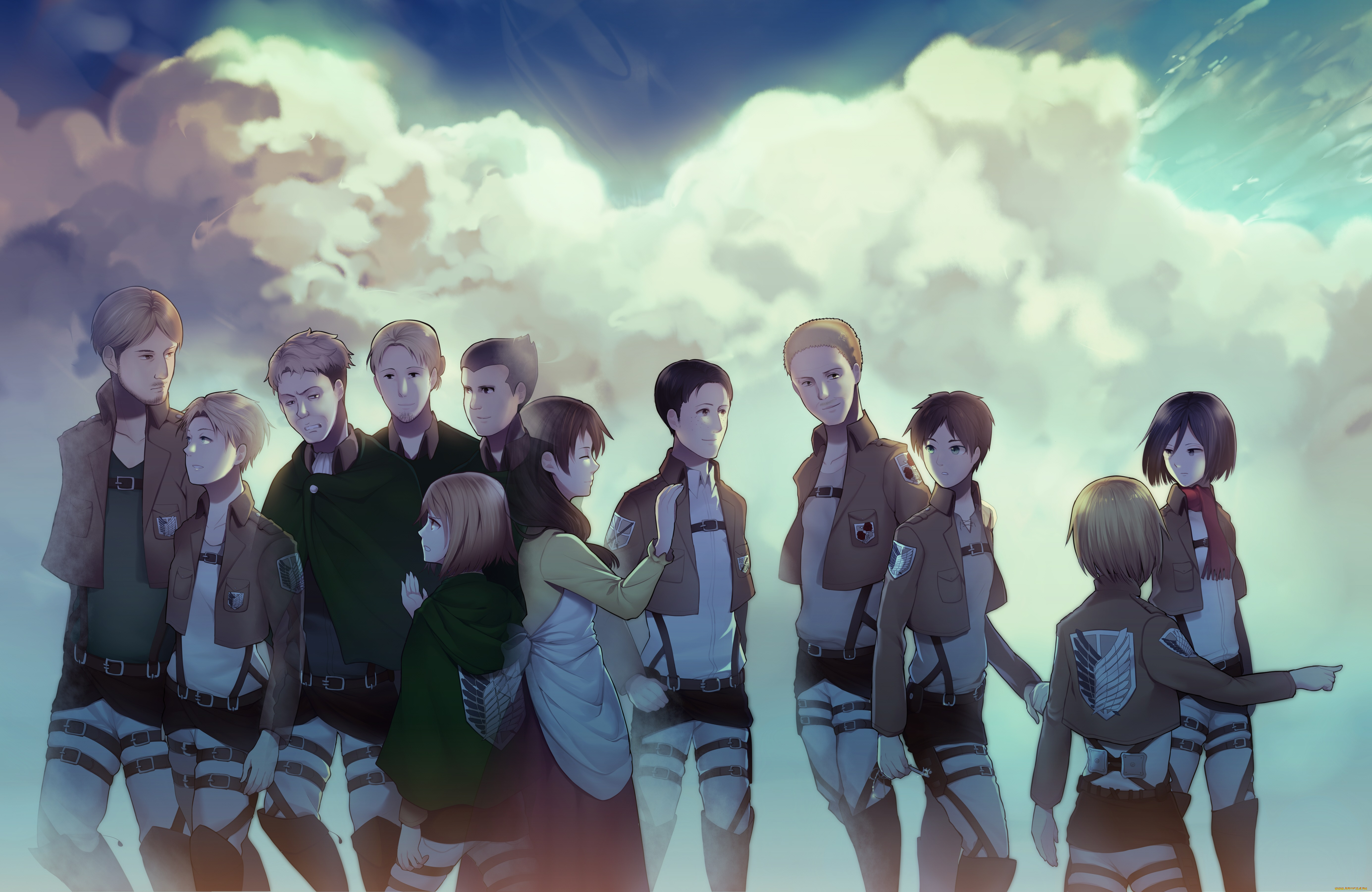 аниме, shingeki, no, kyojin, атака, титанов