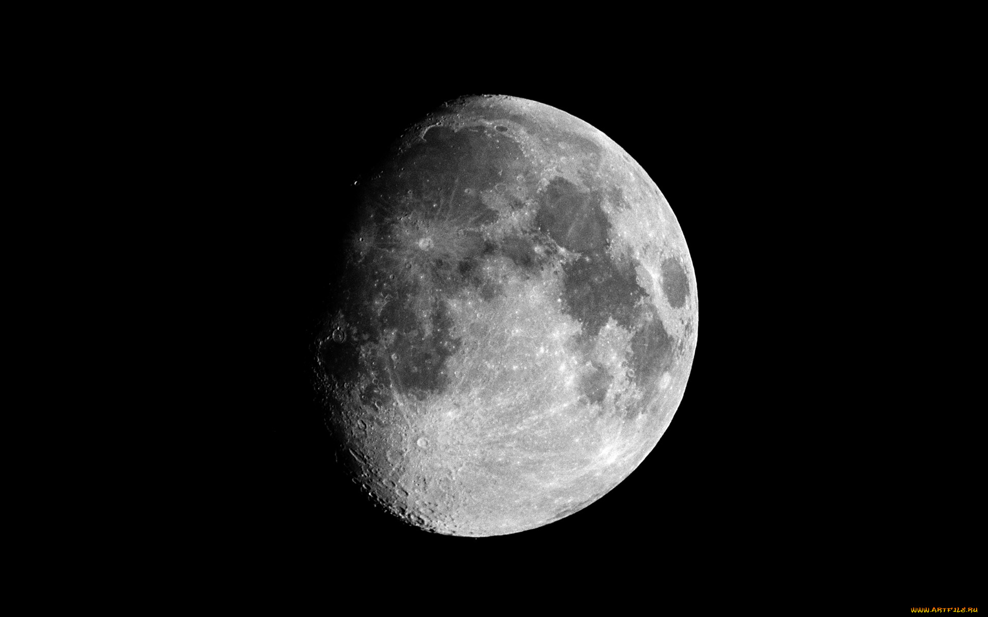 waxing, gibbous, moon, космос, луна