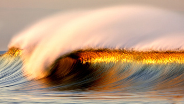 Картинка природа стихия вода океан прибой волна отражение закат вечер
