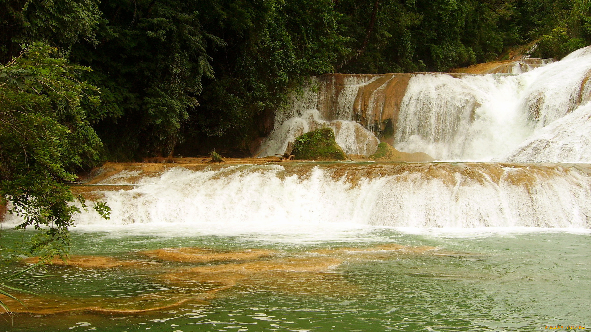 cascadas, de, agua, azul, mexica, природа, водопады, водопад