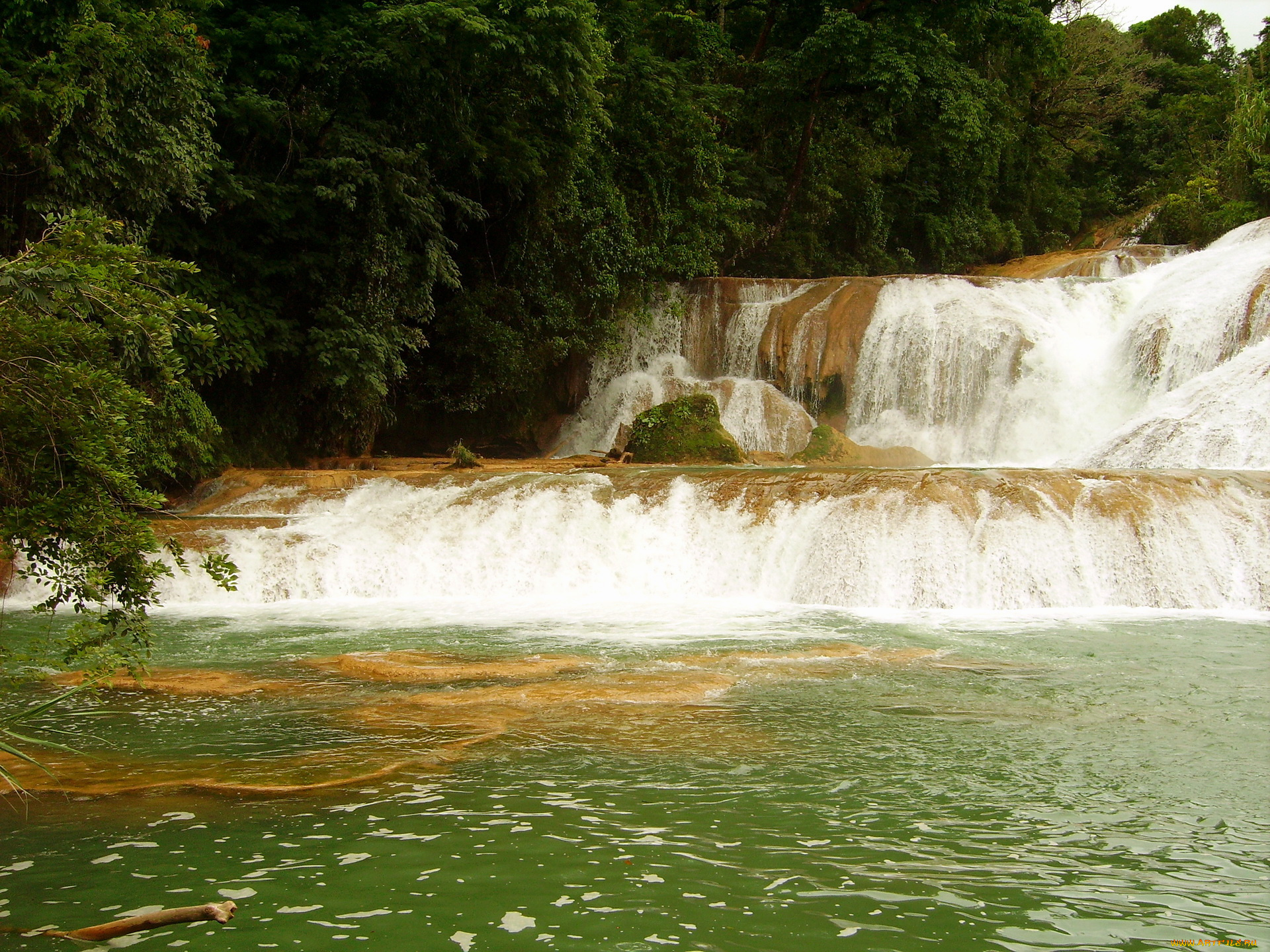 cascadas, de, agua, azul, mexica, природа, водопады, водопад