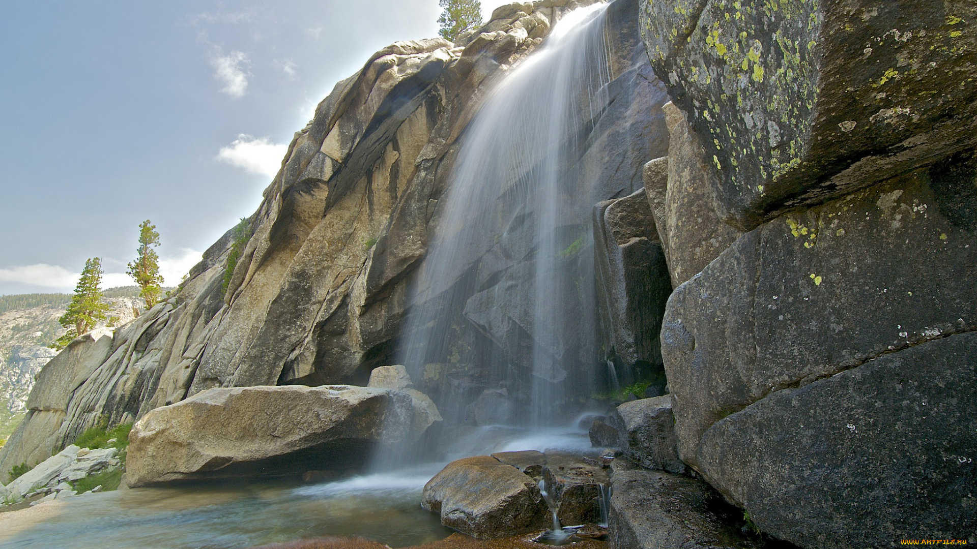 природа, водопады, водопад, скалы, горы, сша, сьерра-невада, yosemite, national, park