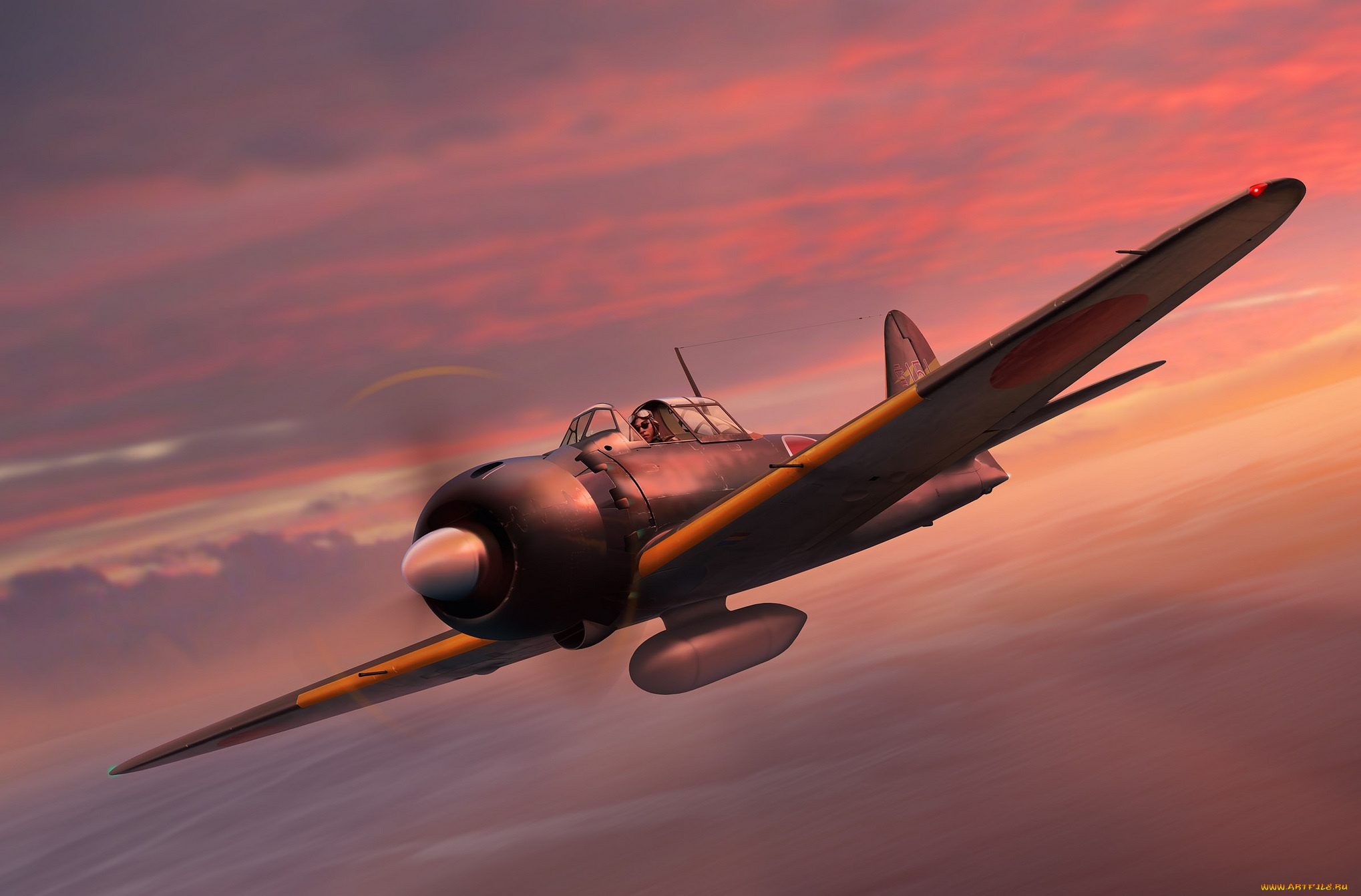 japanese, a6m5, mod, , 52, tomokazu, kasai, edition, авиация, 3д, рисованые, v-graphic, небо, рисунок, самолет