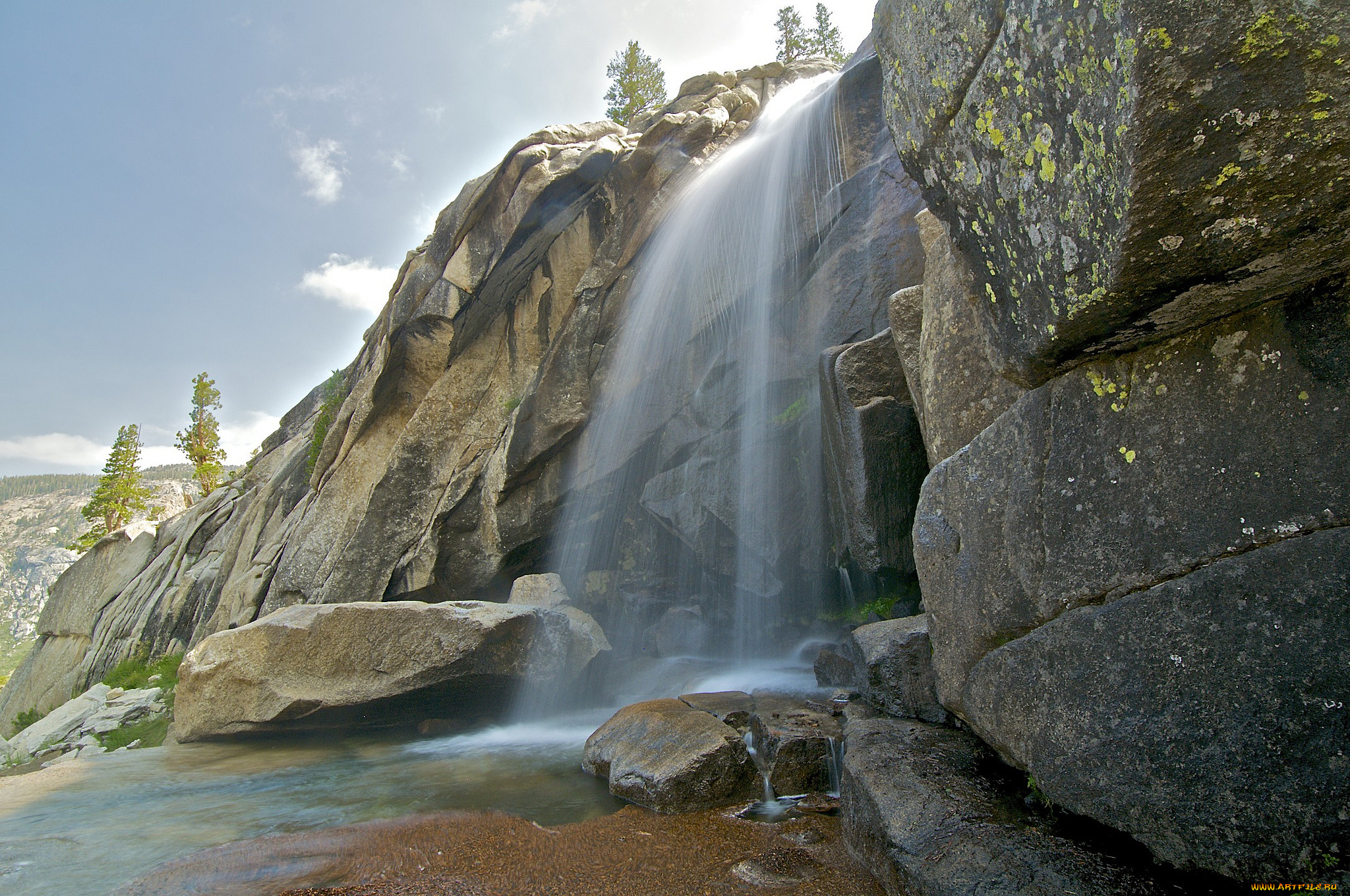 водопад камни скала скачать