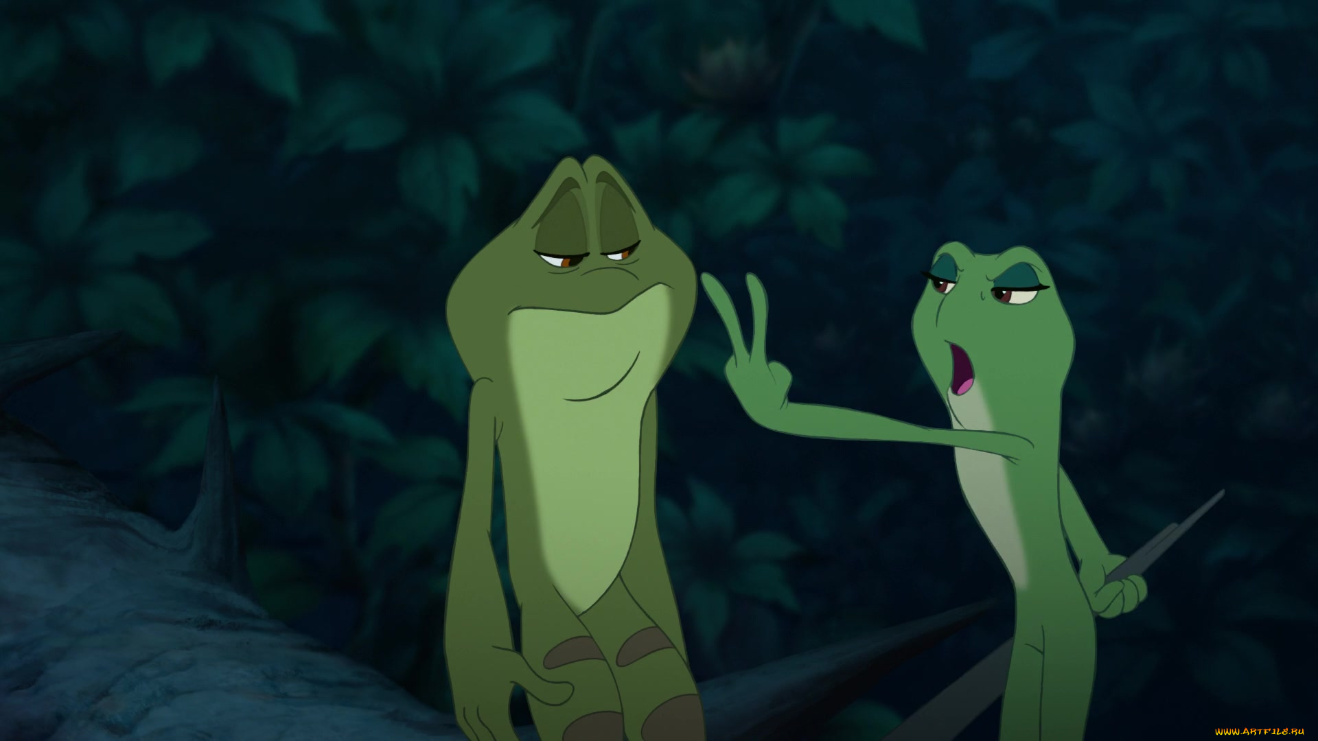 мультфильмы, the, princess, and, the, frog, растение, лягушка, двое