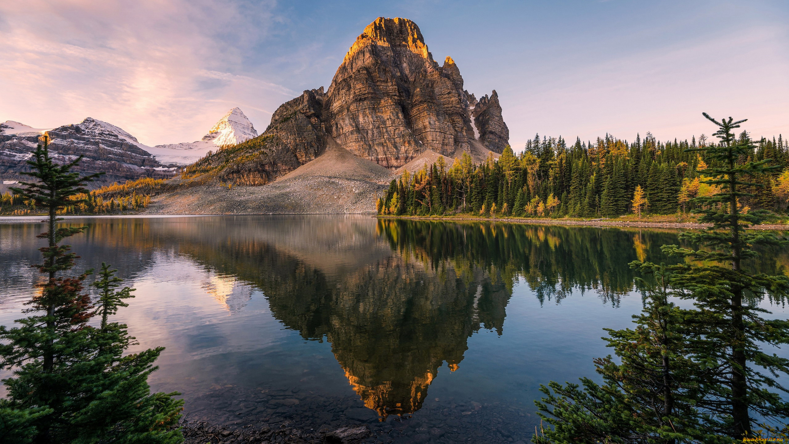 sunburst, lake, mount, assiniboine, british, columbia, canada, природа, реки, озера, sunburst, lake, mount, assiniboine, british, columbia