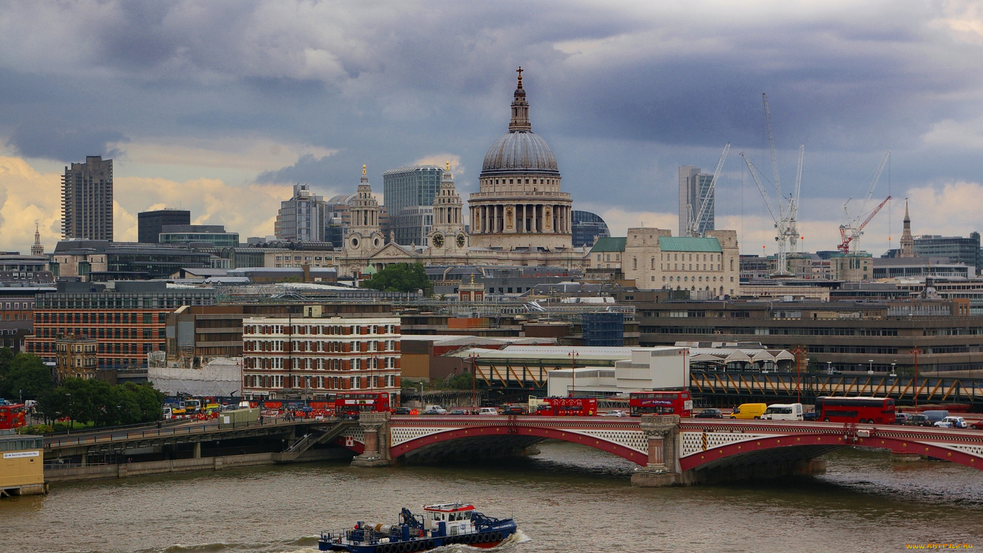 лондон, города, великобритания, мост, река, купол, здания