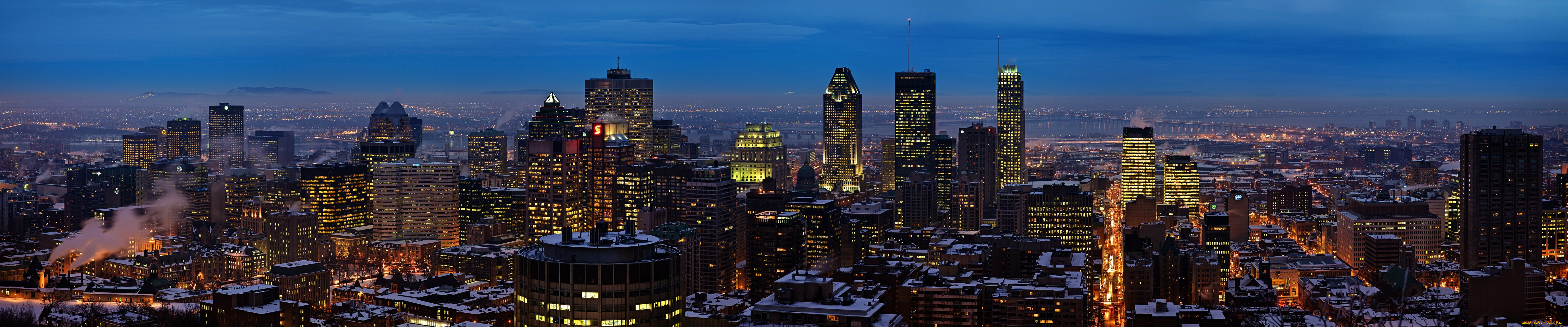 montreal, города, огни, ночного, монреаль, канада, ночь, панорама