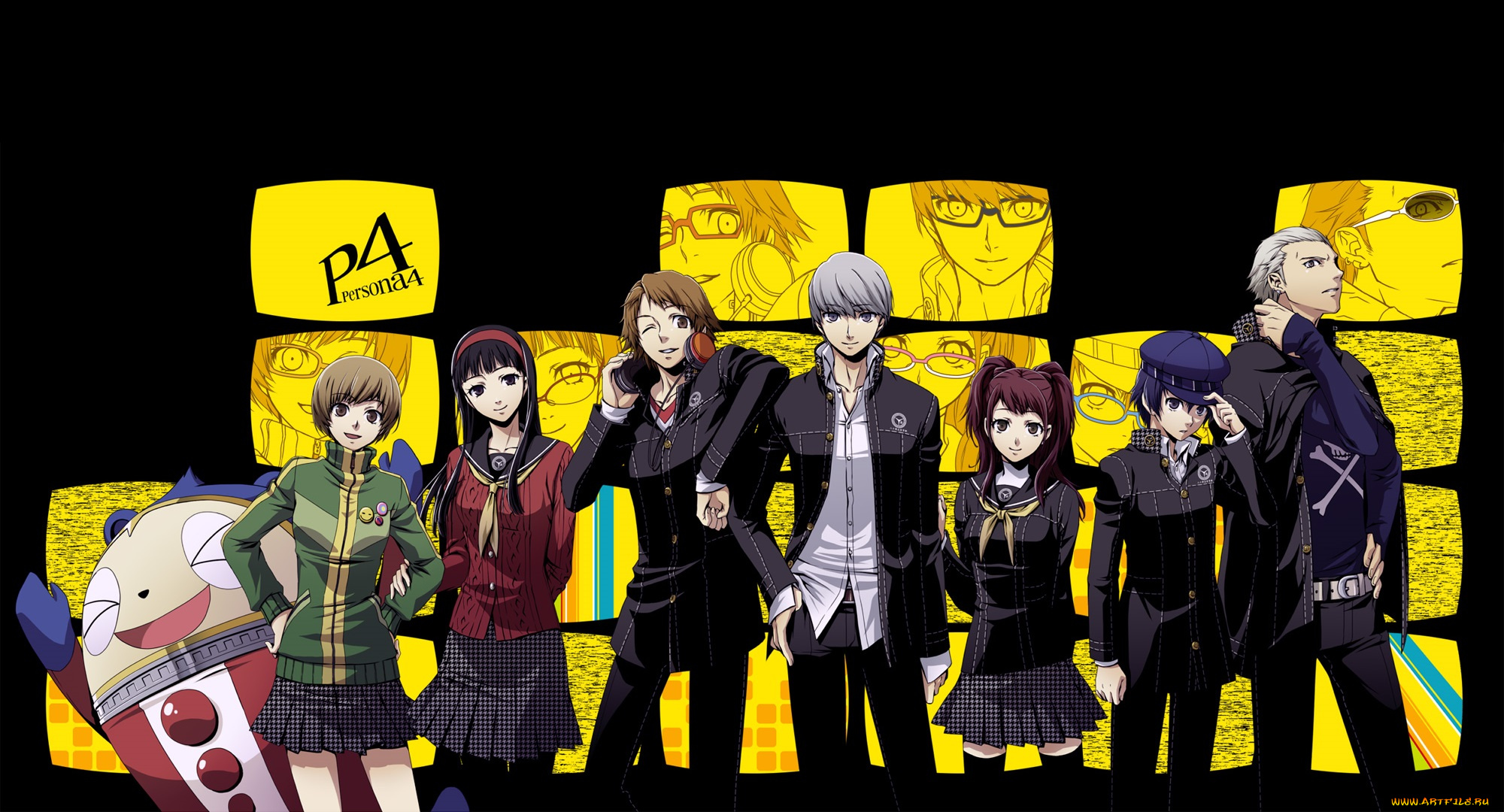 Persona rus. Персона 4. P4g persona 4. Persona 4 персонажи. Persona 4 Golden Boxart.