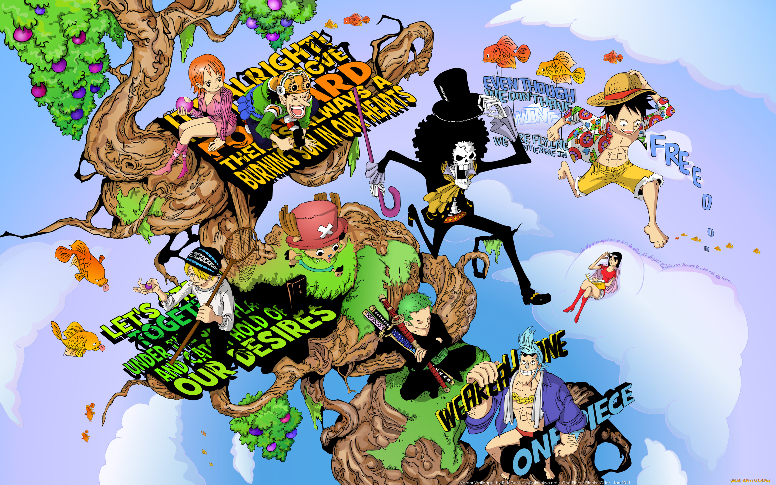 аниме, one, piece, monkey, nami, brook, franky, chopper, robin, nico, usopp, d, luffy, sanji, roronoa, zoro, rideonmusic