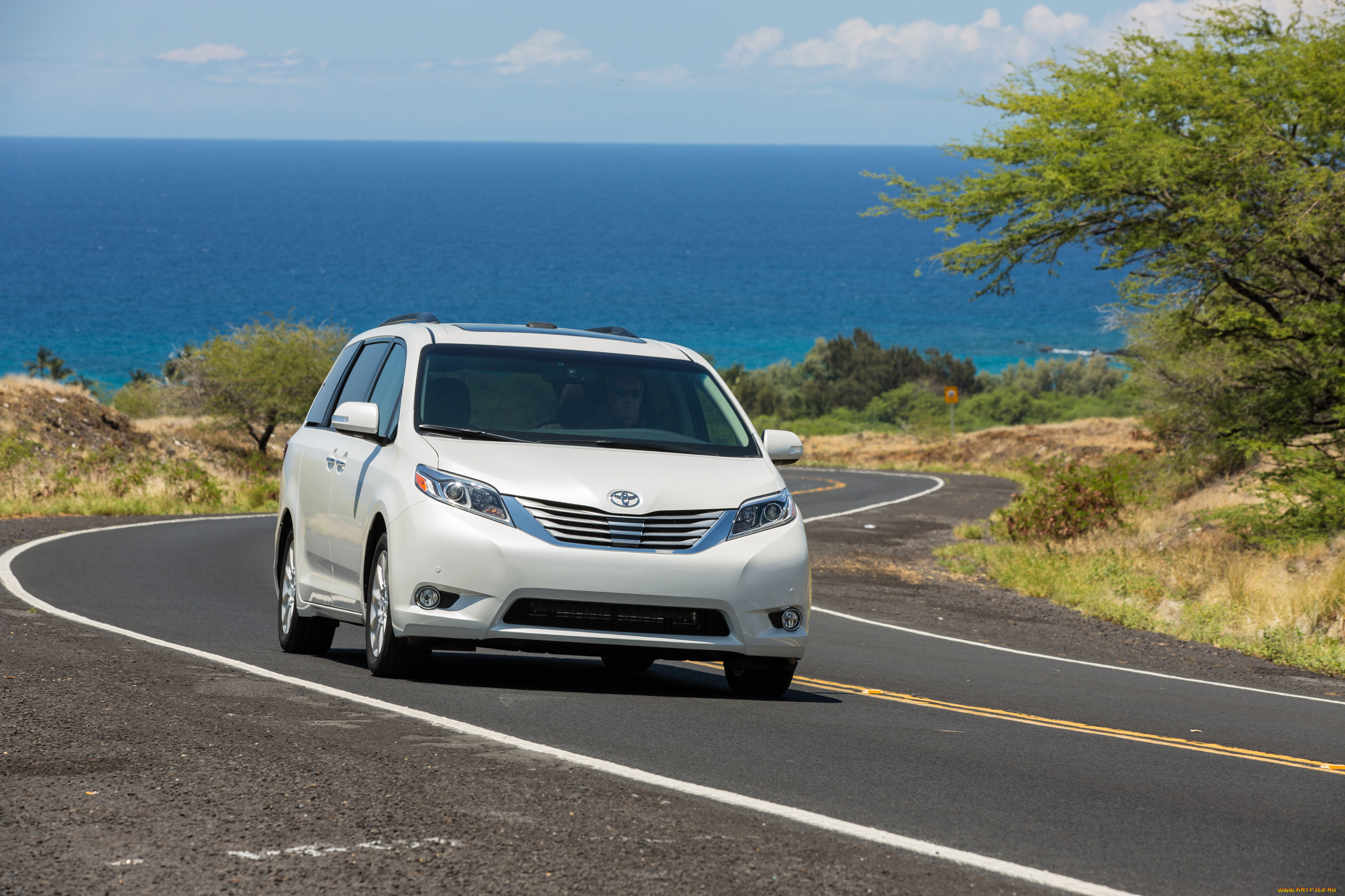 автомобили, toyota, светлый, sienna, 2015г