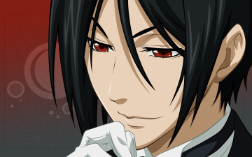 Картинка аниме kuroshitsuji брюнет лицо красные глаза демон sebastian michaelis тёмный дворецкий