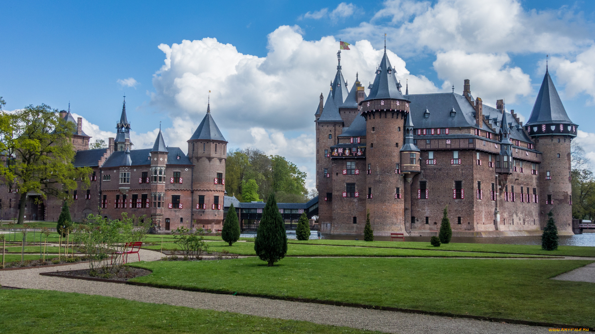 castle, and, chatelet, города, замки, нидерландов, парк, замок