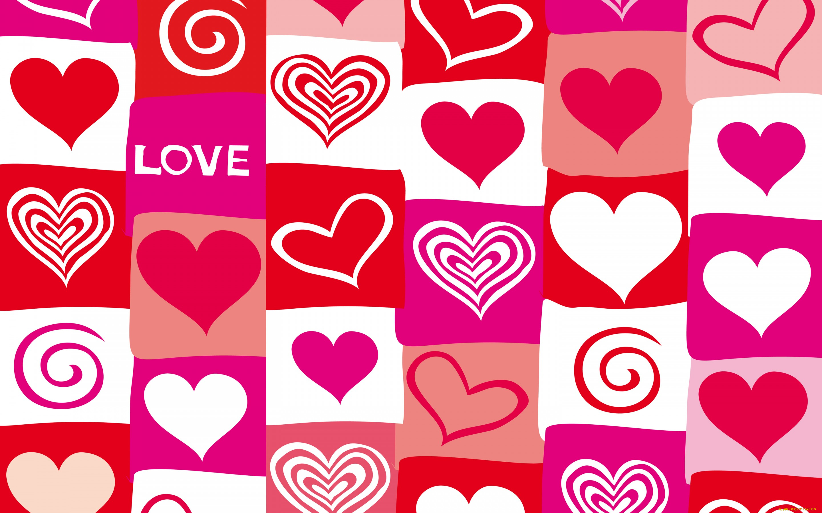 праздничные, день, святого, валентина, , сердечки, , любовь, vector, pink, red, love, hearts, valentine, сердечки
