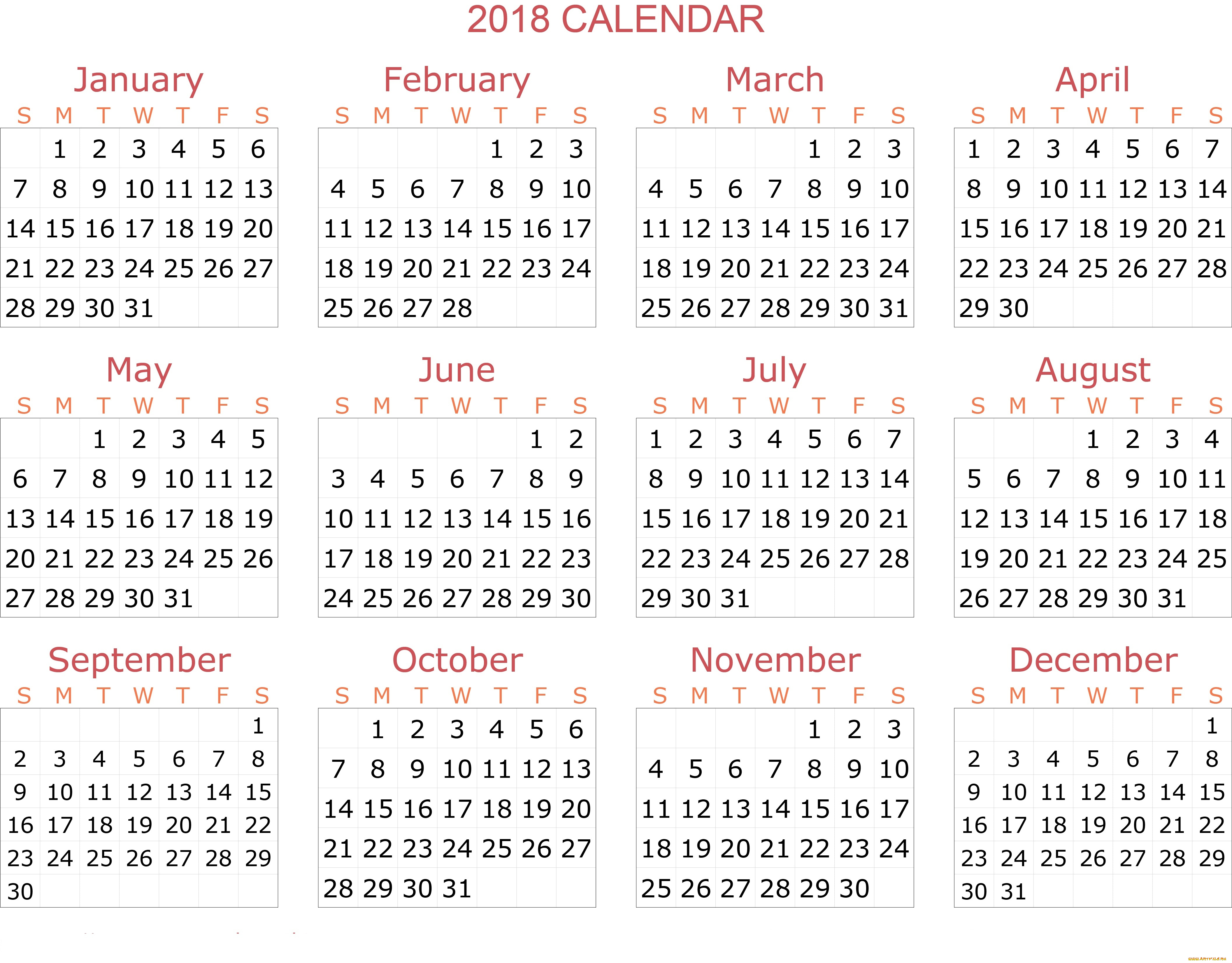 календари, рисованные, , векторная, графика, 2018, фон, календарь