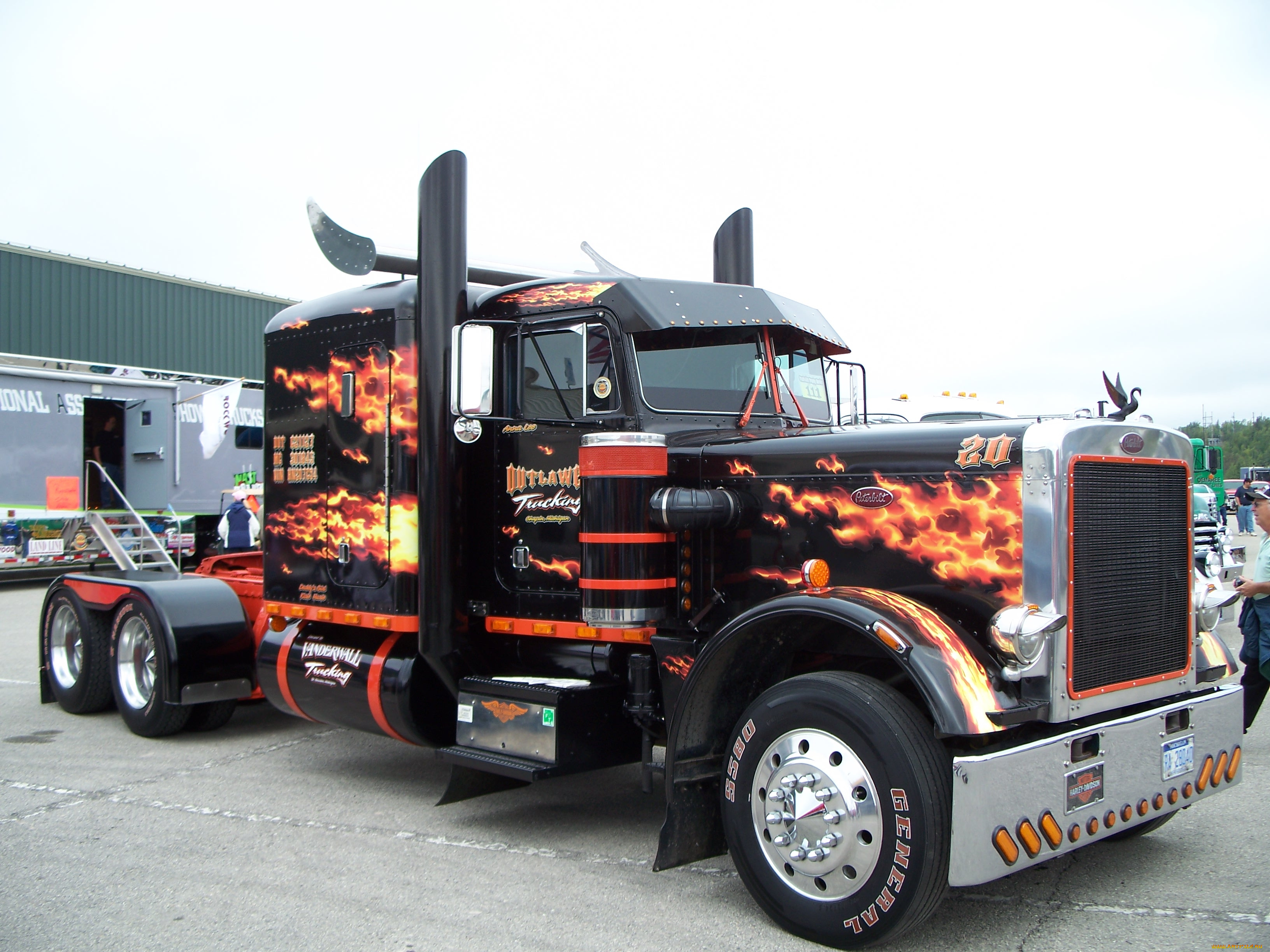 автомобили, peterbilt, огонь