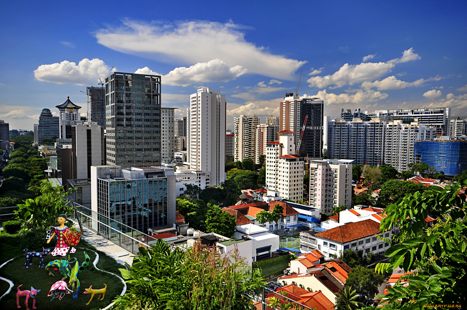 города, сингапур, здания, небоскрёбы