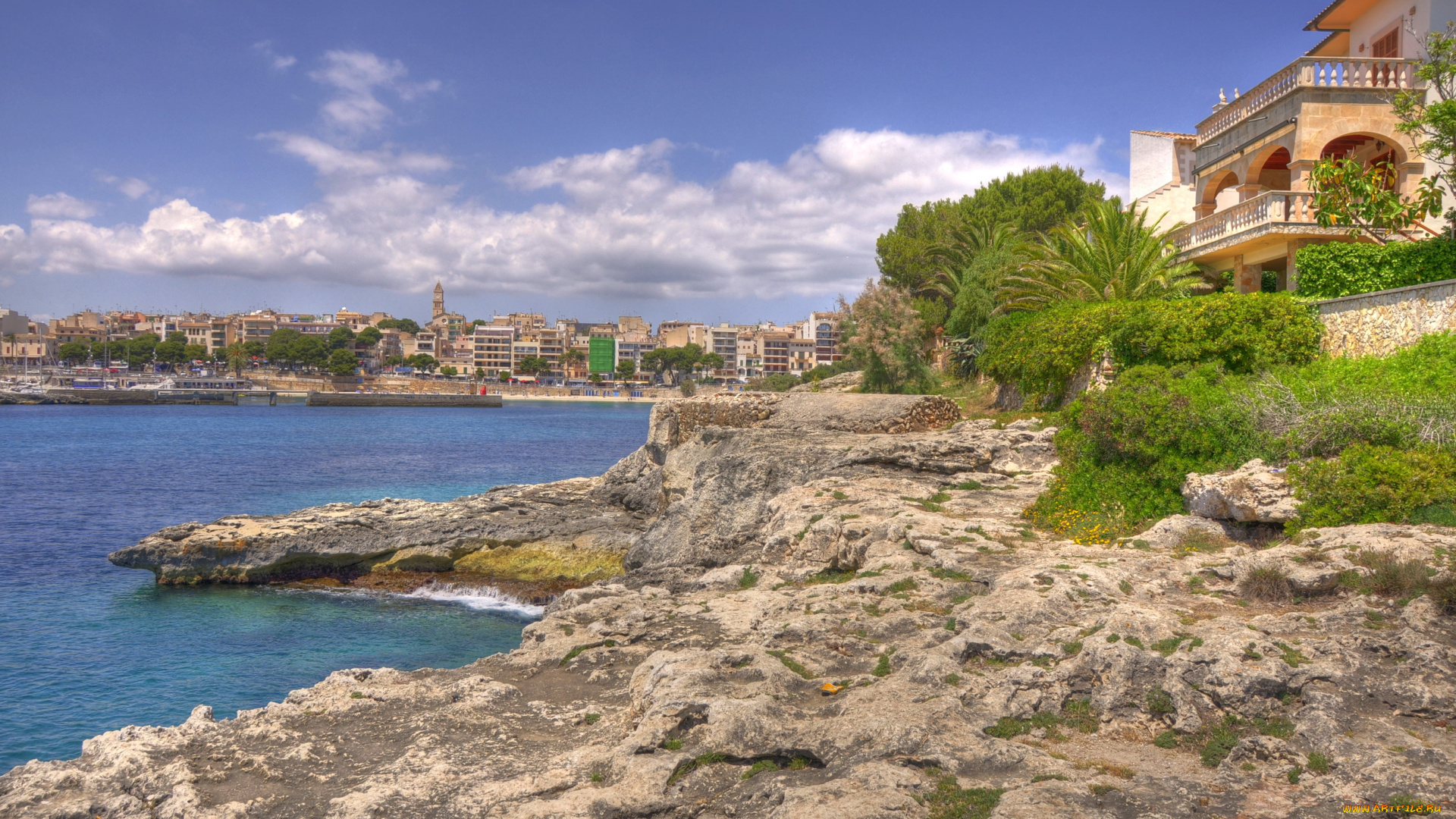 испания, mallorca, города, пейзажи, дома, побережье, море