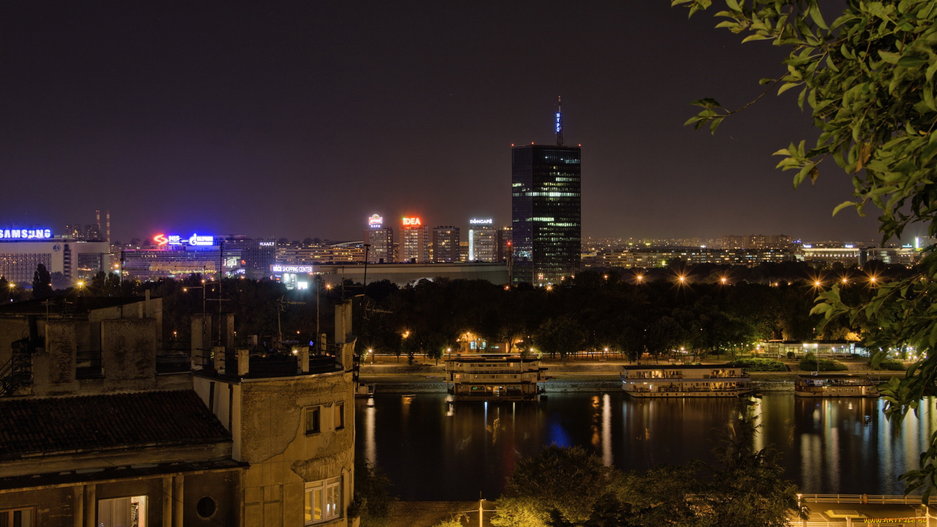 сербия, белград, города, столицы, государств, ночь, огни, дома