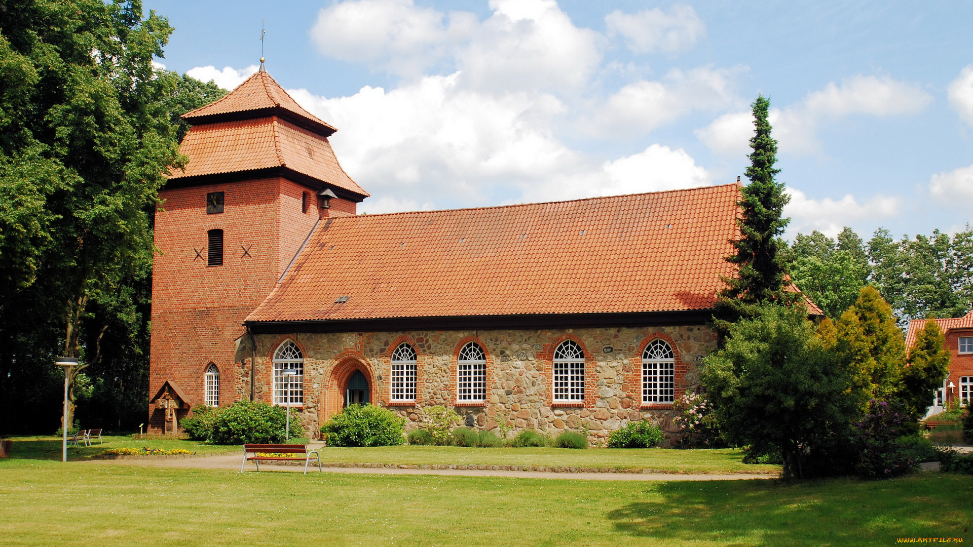 willibrord, kirche, германия, города, католические, соборы, костелы, аббатства, поляна, кирха, деревья