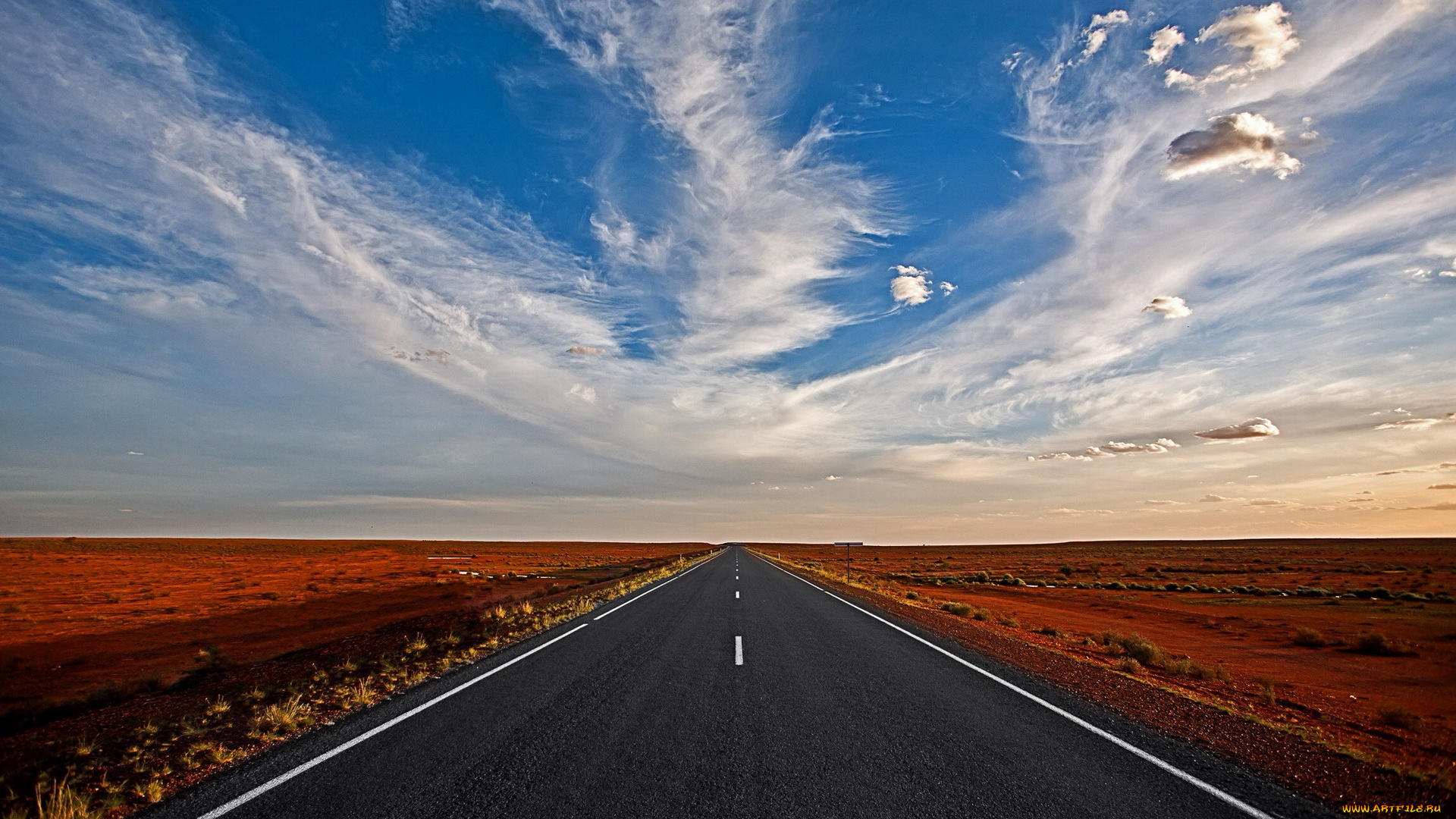 природа, дороги, straight, cloud, road, to, nowhere