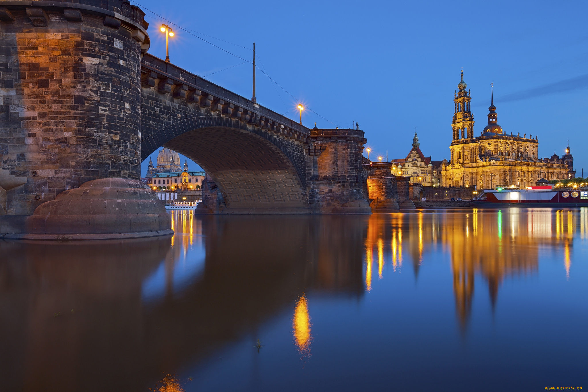 dresden, города, дрезден, , германия, река, мост, здания