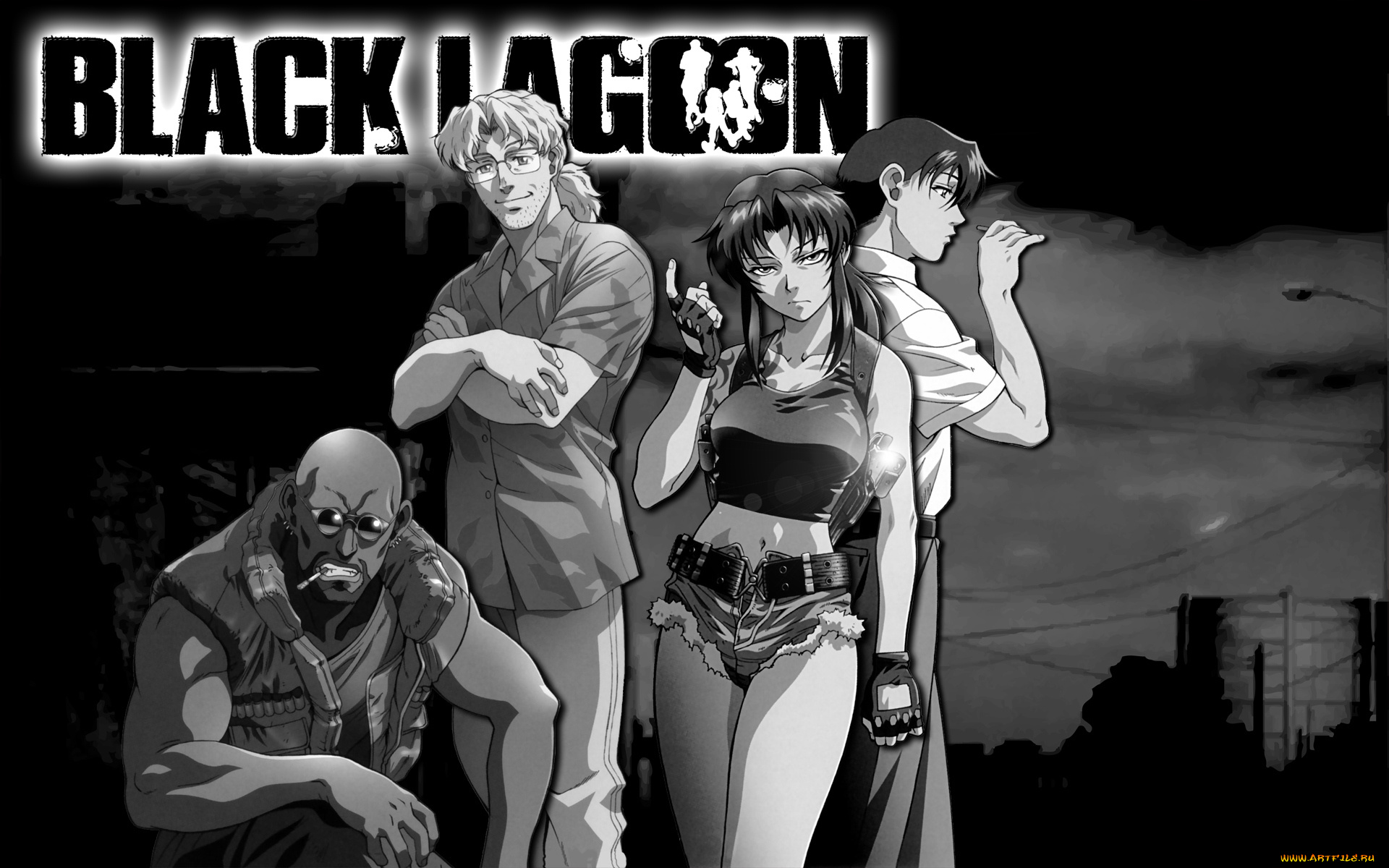 аниме, black, lagoon, девушка, black, lagoon, мужчины