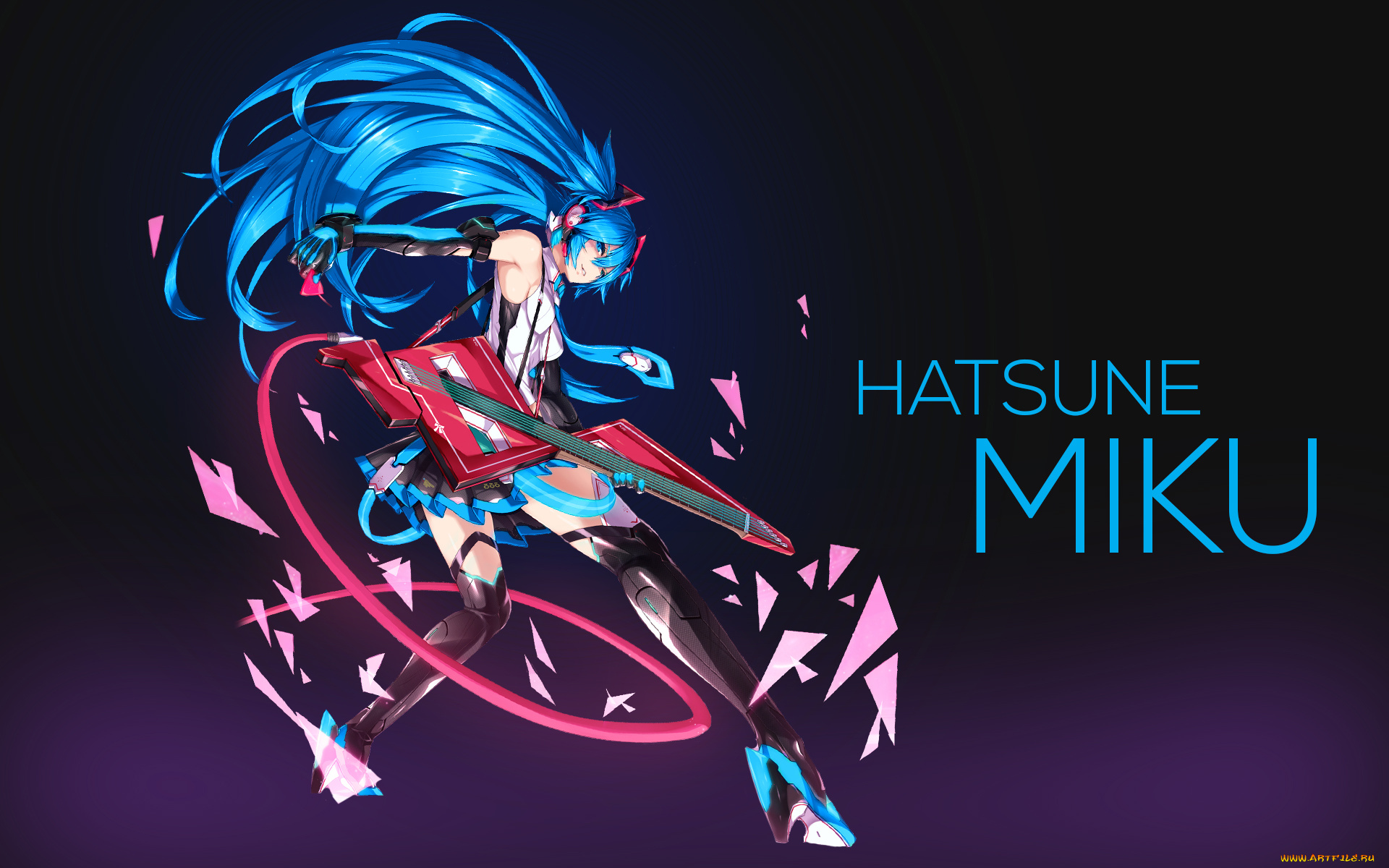 аниме, vocaloid, девушка, фон, hatsune, miku