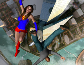Картинка lordsnot 3д+графика фантазия+ fantasy супермен фон взгляд девушка