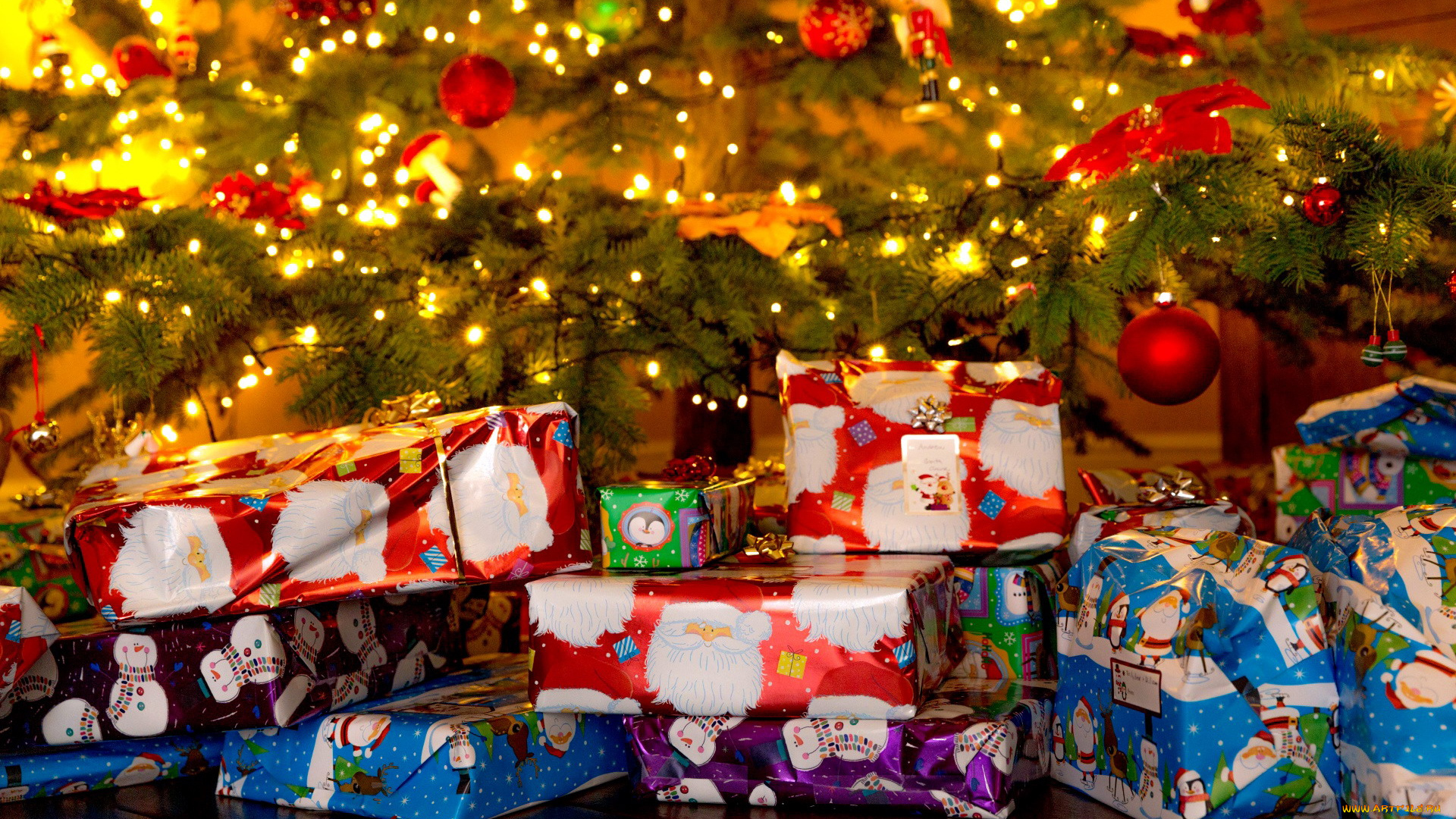 праздничные, подарки, и, коробочки, подарки, елка, шарики