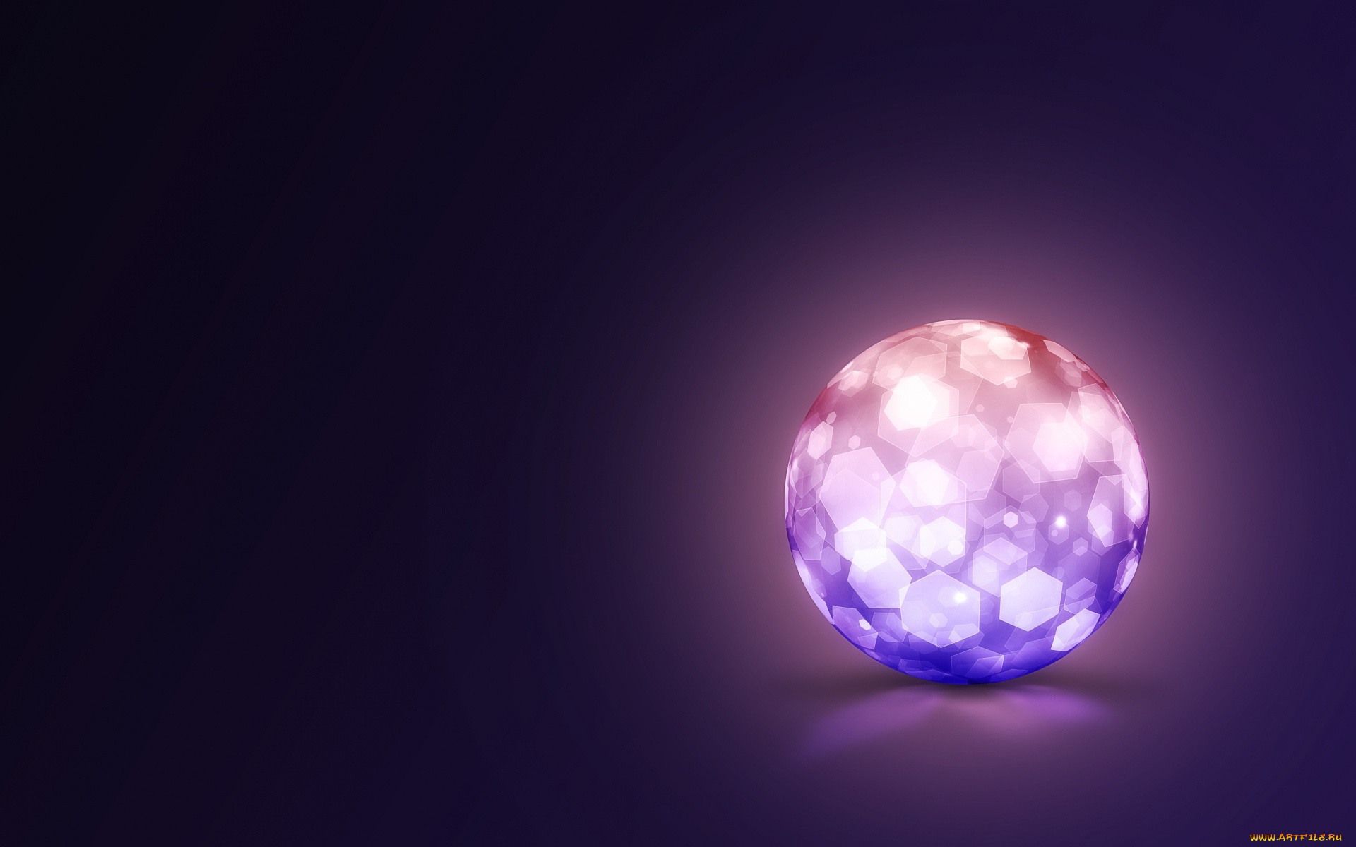 3д, графика, шары, , balls, сияющий, шар, на, фиолетовом, фоне