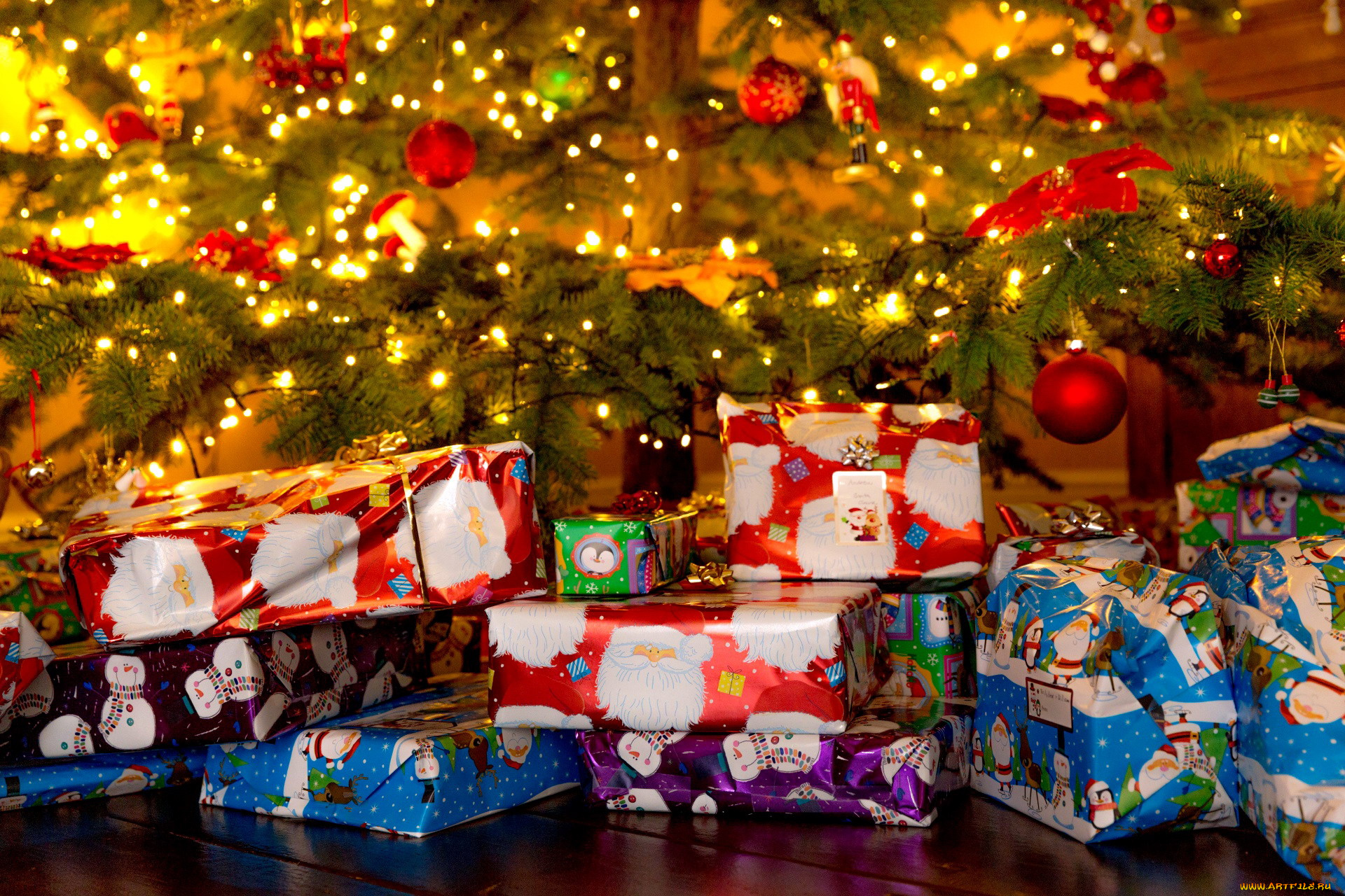 праздничные, подарки, и, коробочки, подарки, елка, шарики