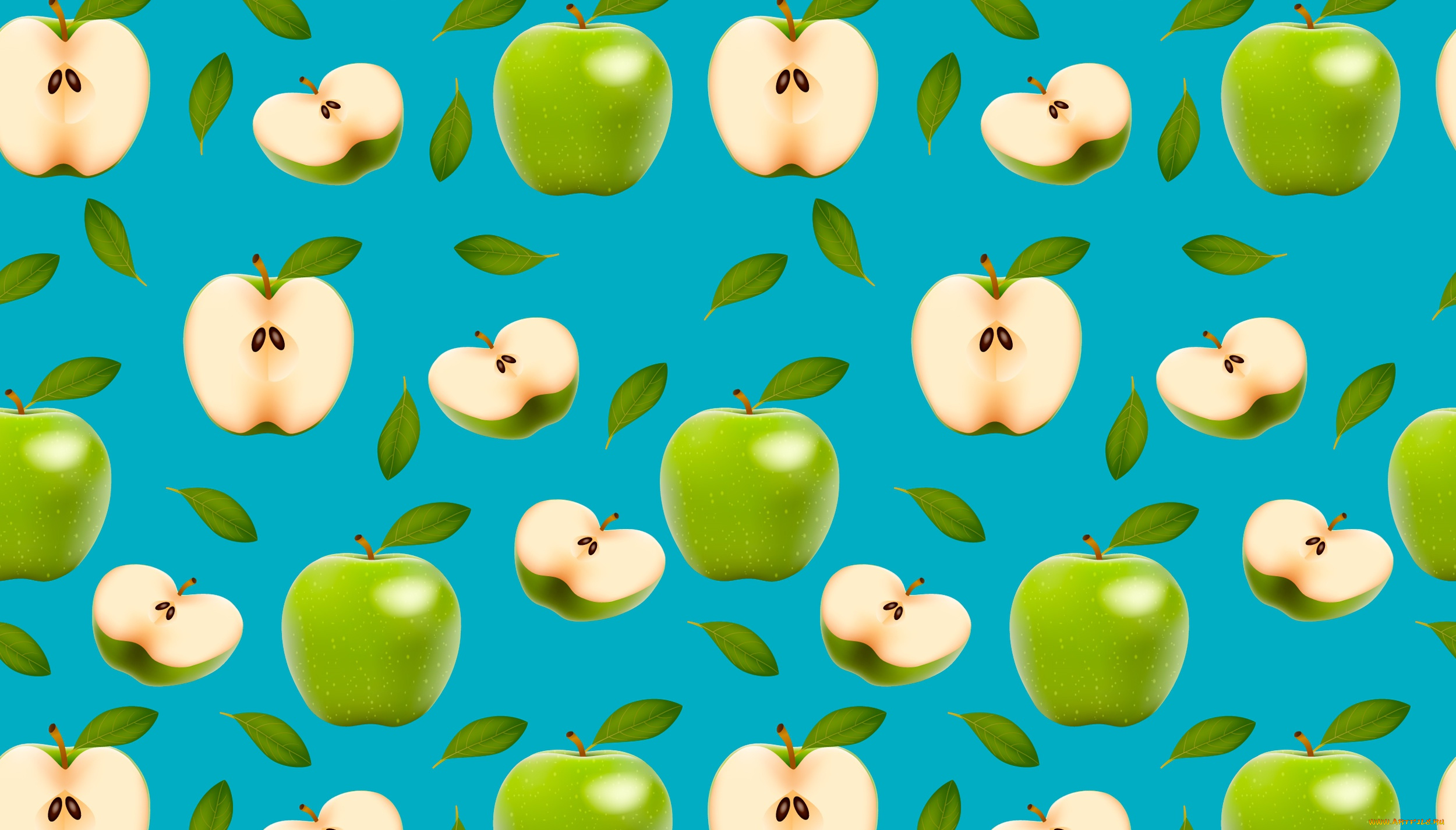 векторная, графика, еда, , food, зеленый, половинки, плоды, яблоки