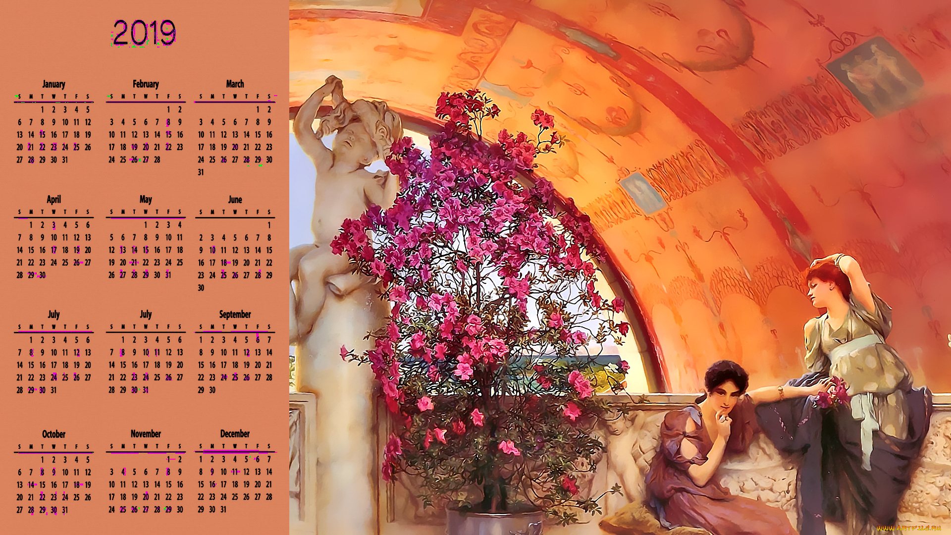 календари, рисованные, , векторная, графика, статуя, цветок, женщина