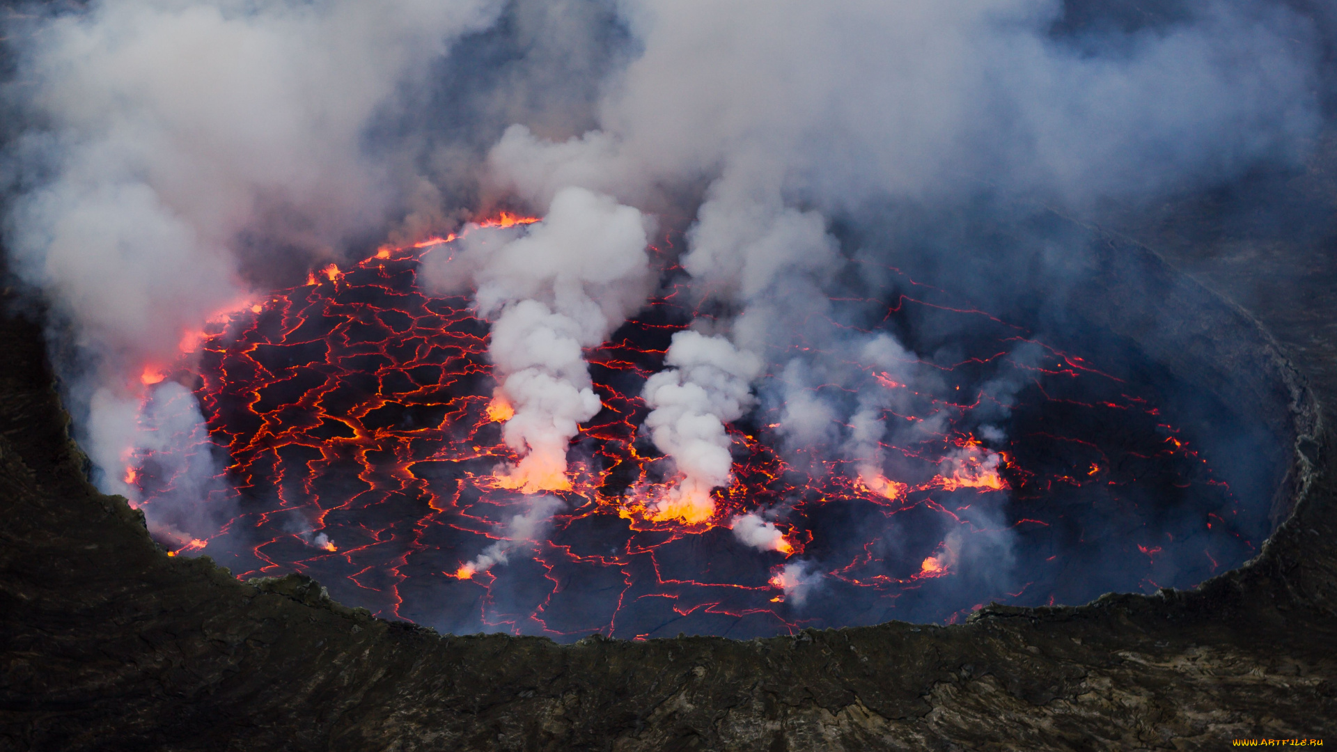 lava, lake, nyiragongo, природа, стихия, африка, лава, вулкан
