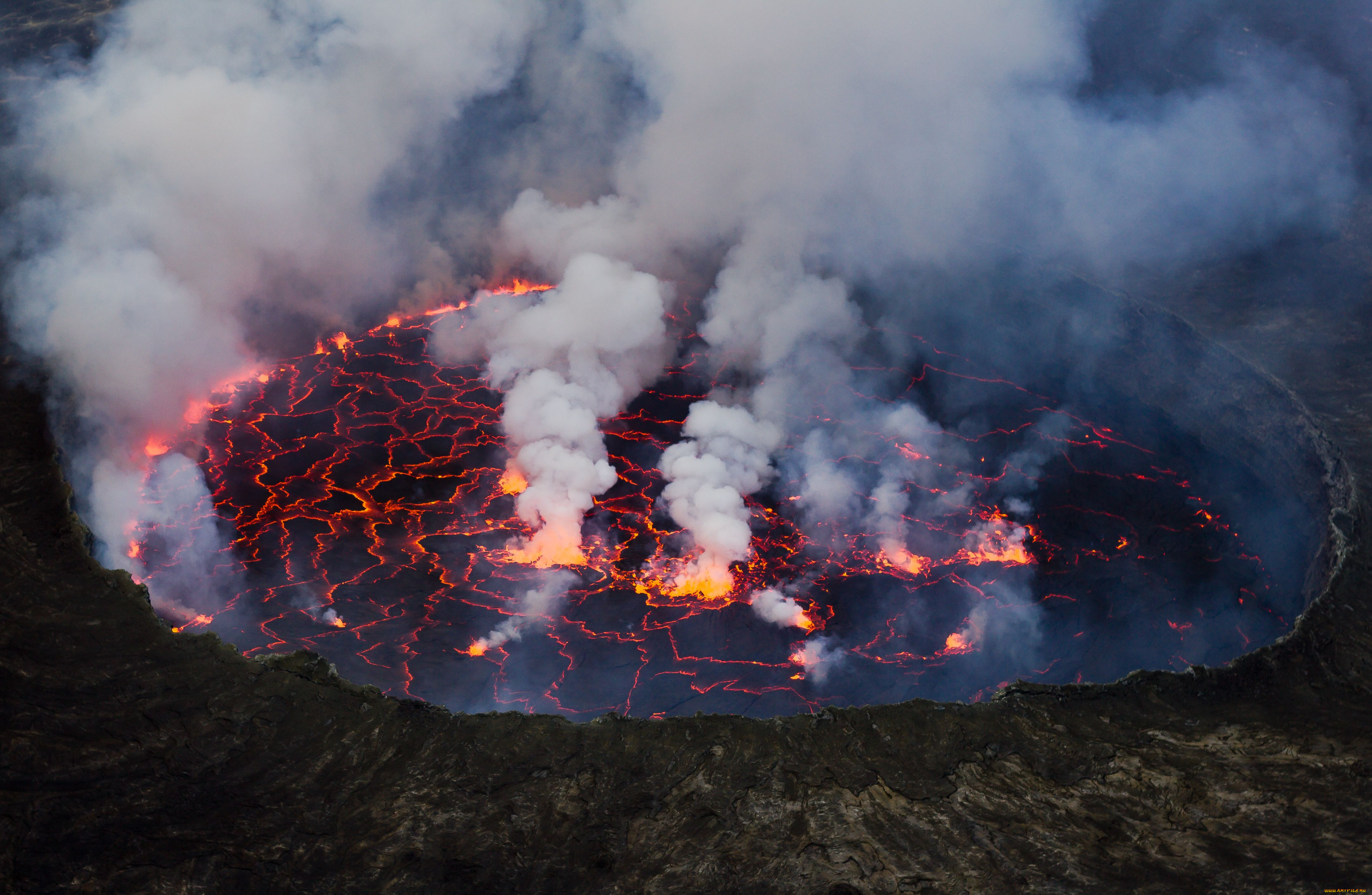 lava, lake, nyiragongo, природа, стихия, африка, лава, вулкан