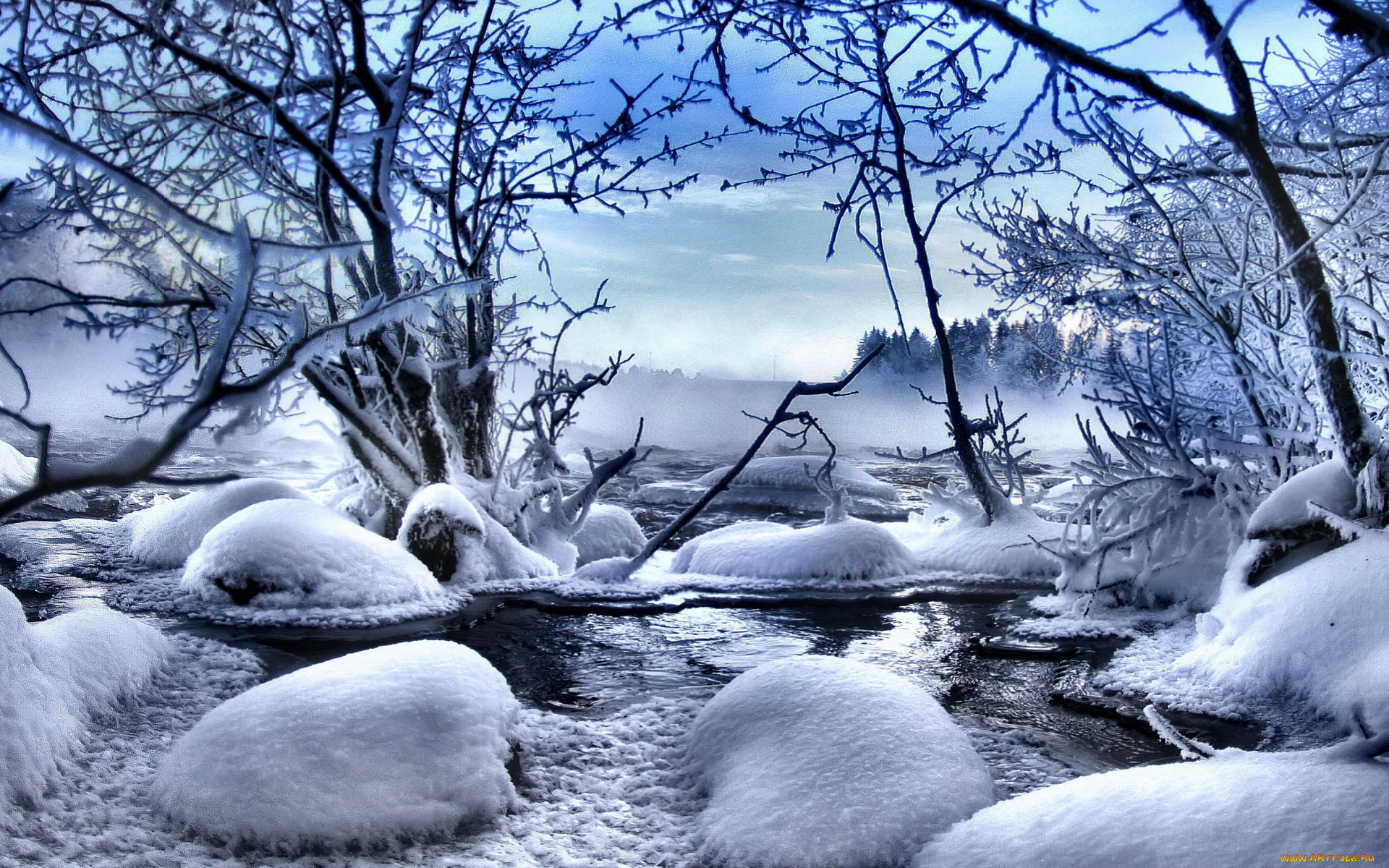 природа, зима, сказка, деревья, снег