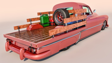 Картинка автомобили 3д фон автомобиль streamliner pontiac 1949г